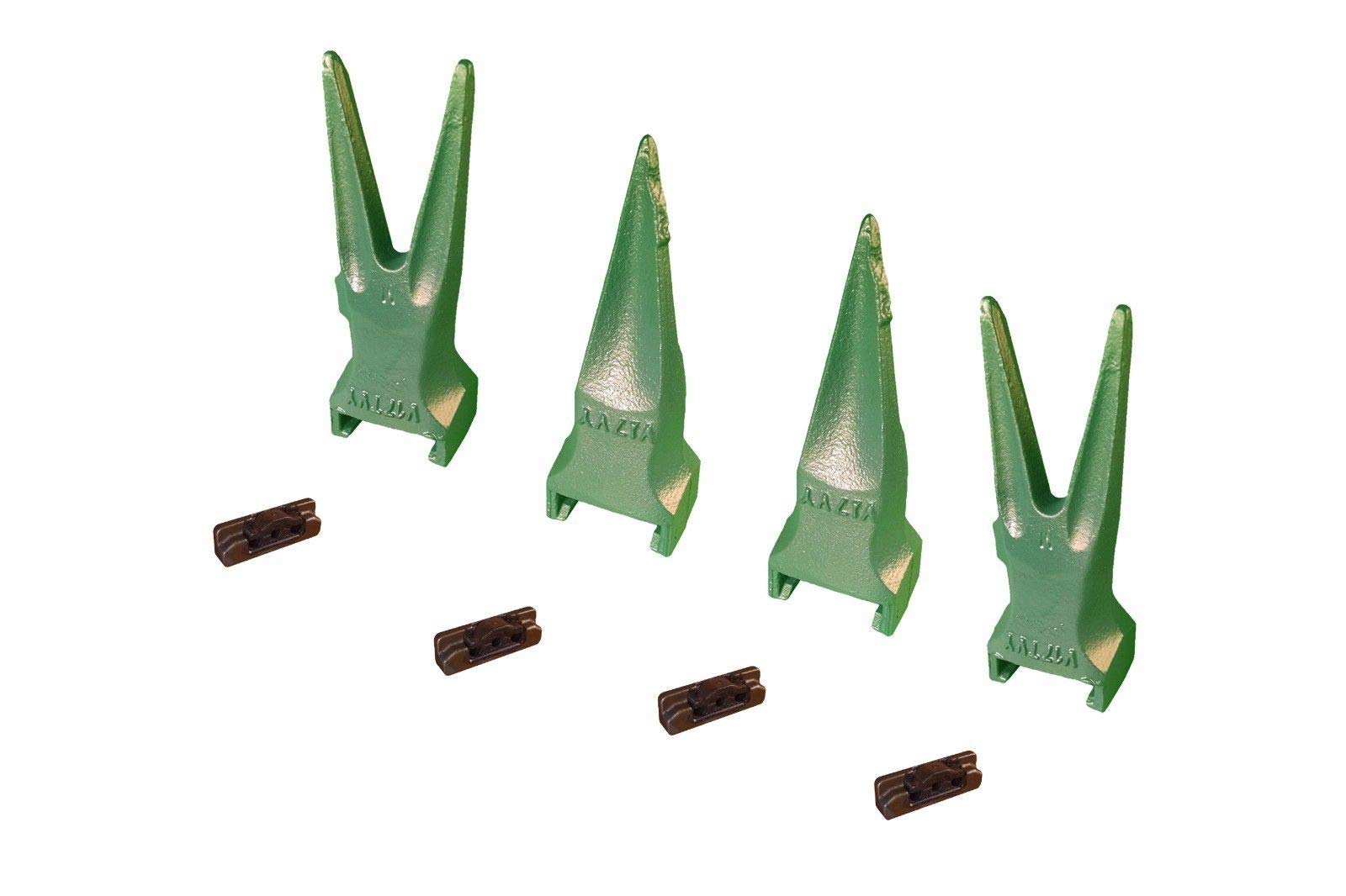 ESCO Style Super V Backhoe & Excavator Rock Bucket Teeth - 4 Pack (Fits V17TVY, V17VY) - Heavy Duty Digging & Trenching for Construction & Landscaping