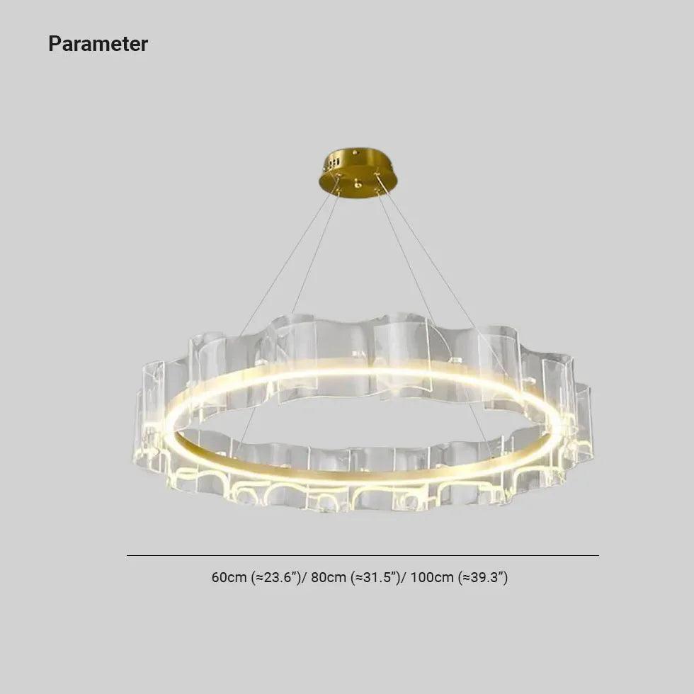 Gold LED Pendant Light with Wavy Ring Design - Modern Hanging Fixture for Dining Room, Kitchen Island & Bedroom Lighting