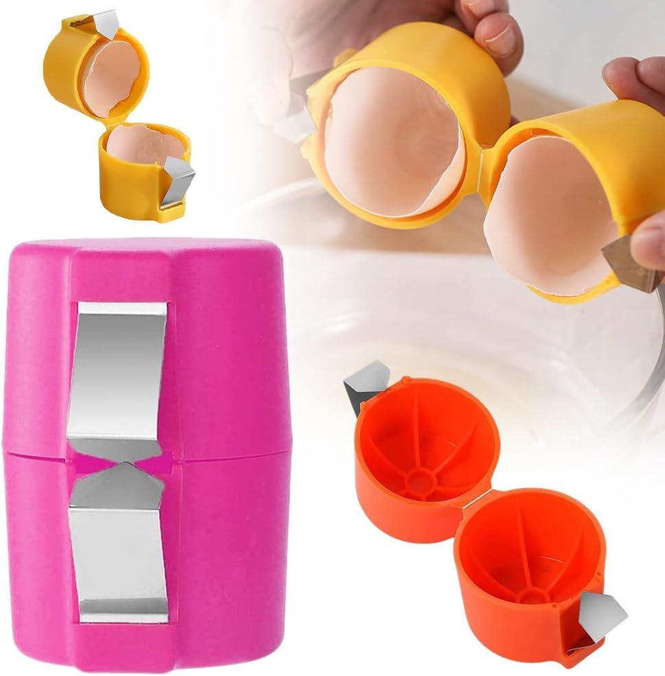 2025 Multifunctional Egg Shell Opener - Handheld Egg Cracker Tool for Raw Eggs, Egg Breaker & Separator - Perfect for Cooking, Baking, Camping & Kitchen Use (Pink, 1pc)