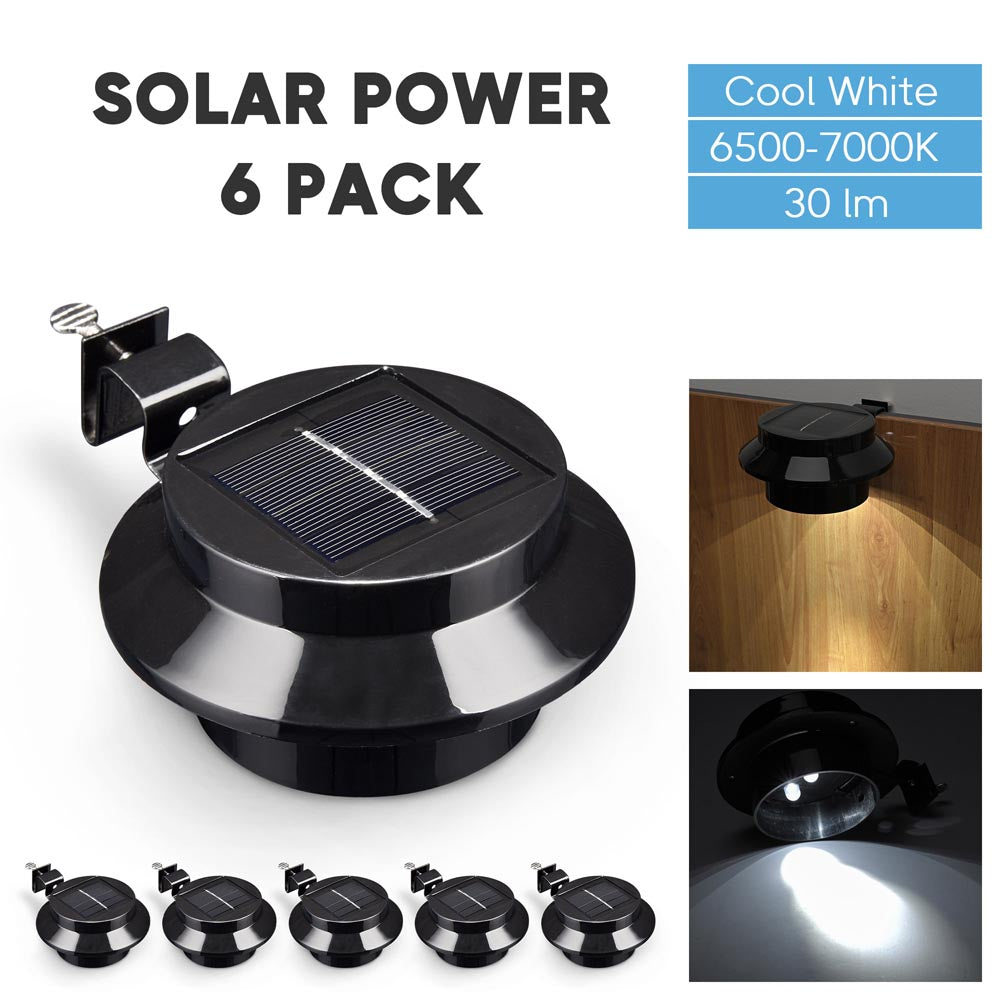 TheLAShop Solar Gutter Lights - 6 Pack Waterproof Outdoor Flood Lights with Dusk to Dawn Sensor for Garden, Patio, Deck, and Pathway Lighting