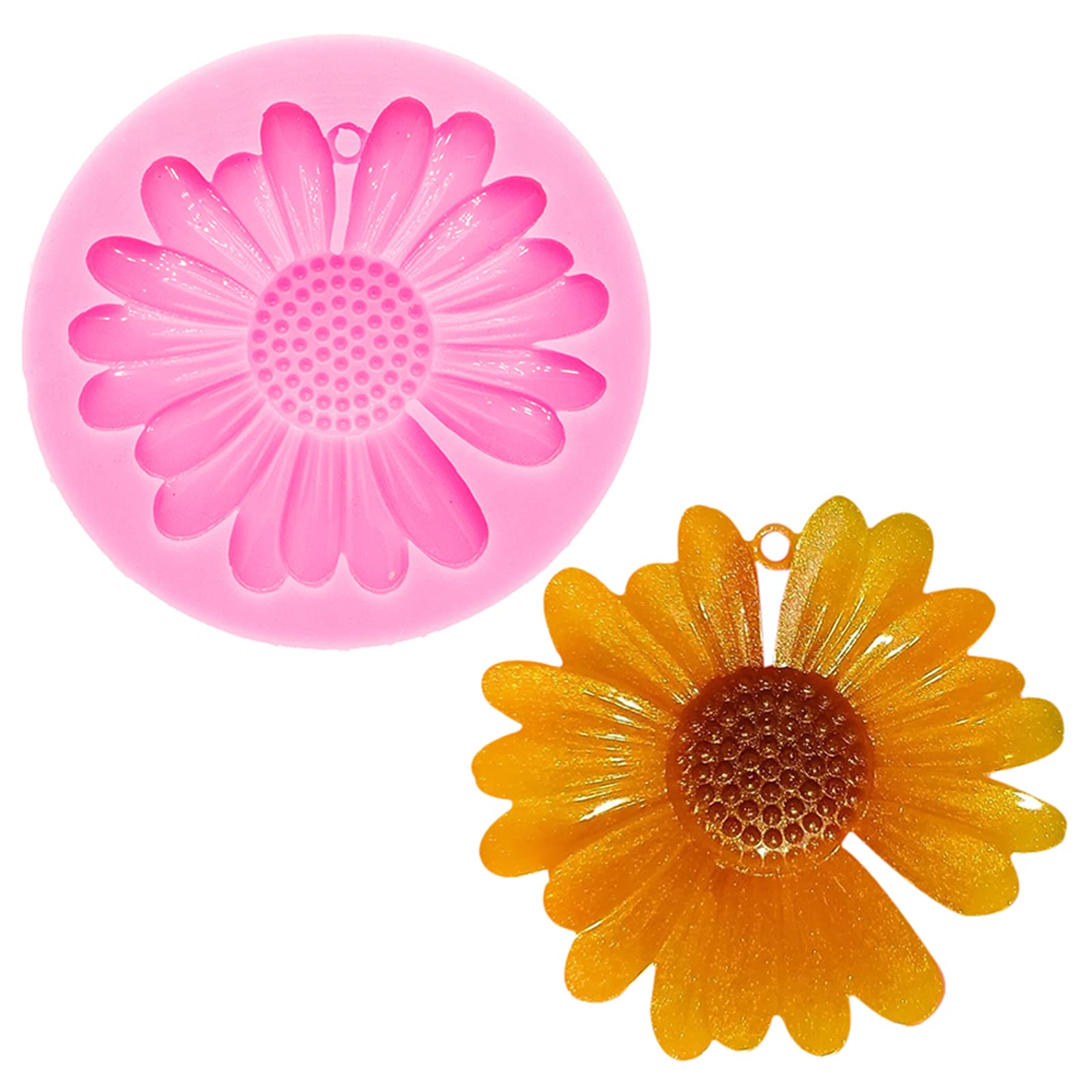 Shiny Glossy Chrysanthemum Keychain Silicone Mold - Daisy Flower Shape Epoxy Resin Craft Mold for DIY Jewelry Making, Necklace Pendant & Keychain Creation - Perfect for Handmade Gifts, Resin Art Projects & Crafting Enthusiasts
