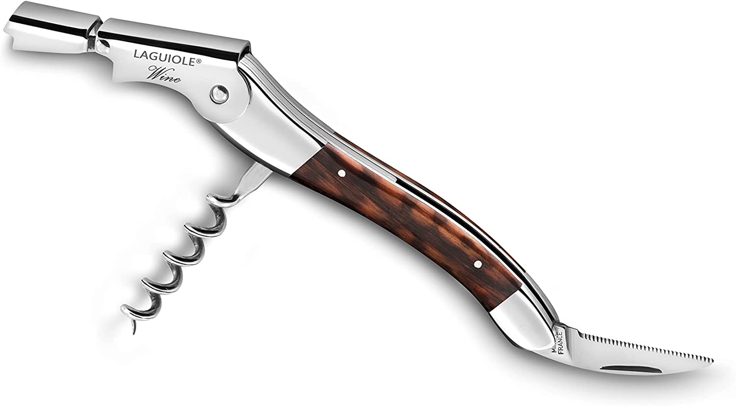 Premium Laguiole Wine Opener Corkscrew with Exotic Snake Wood Handle - Elegant French Wine Bottle Opener for Sommeliers & Wine Enthusiasts - Perfect for Dinner Parties, Wine Tasting & Gifts