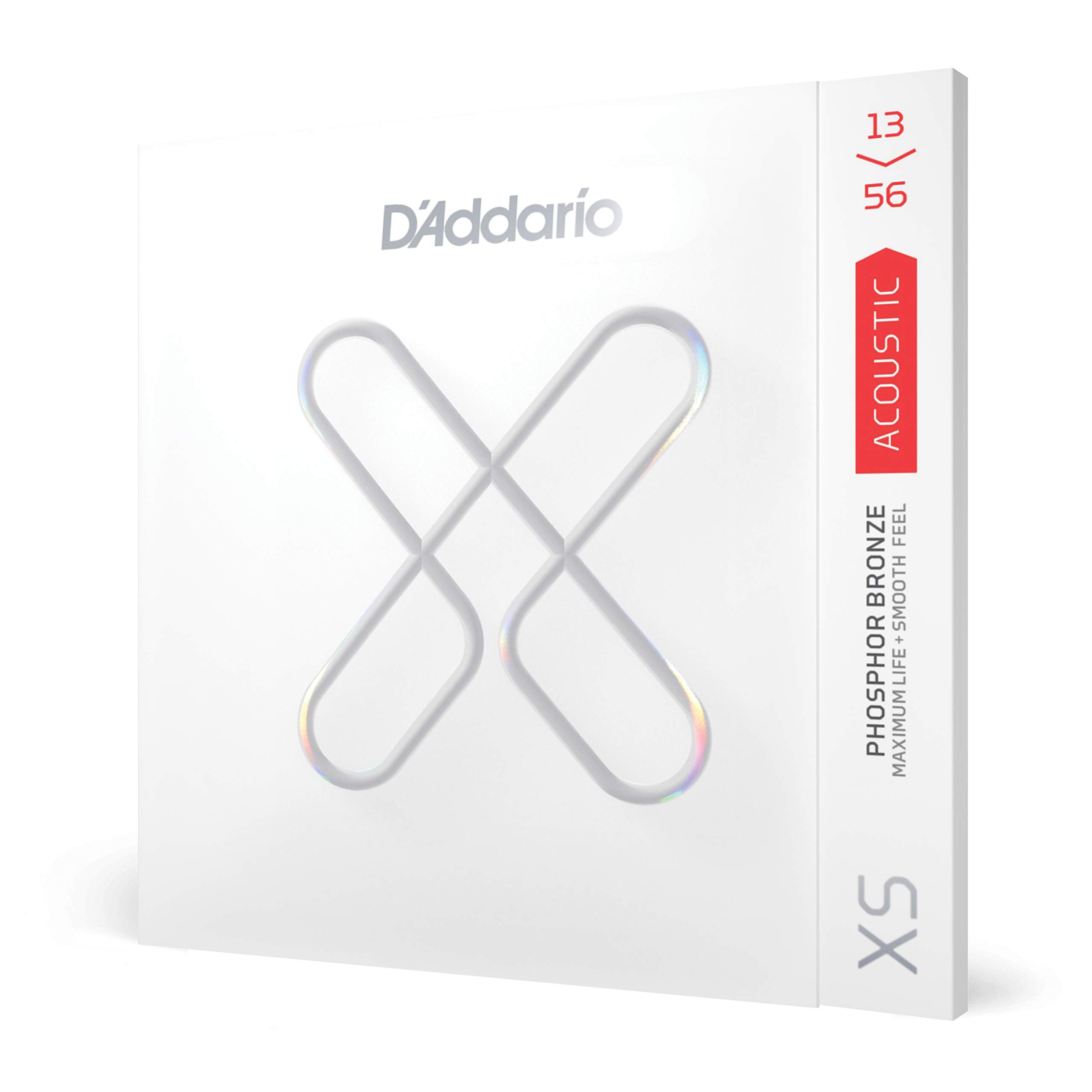 D'Addario XS Phosphor Bronze Coated Acoustic Guitar Strings - XSAPB1356 - Long-Lasting 13-56 Medium Gauge Strings for 6-String Guitars | Smooth Feel & Rich Tone | Perfect for Live Performances, Studio Recording & Daily Practice