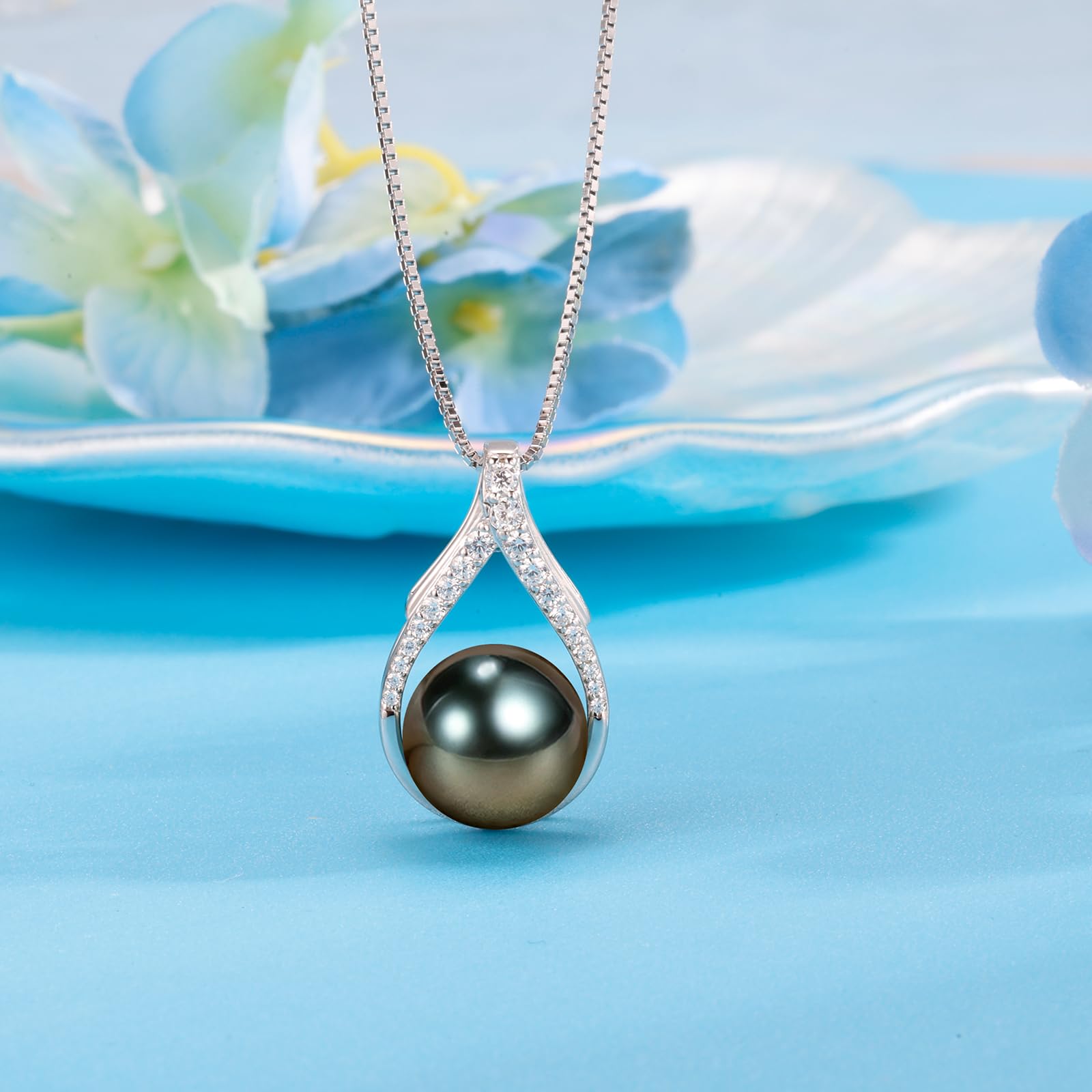 Tahitian Black Pearl Necklace for Women - Elegant Jewelry Gift for Mom, Wife, Girlfriend | Perfect for Mother's Day, Anniversary, Wedding, Birthday, Christmas & Valentine's Day | Ideal for Date Nights, Special Occasions & Everyday Elegance