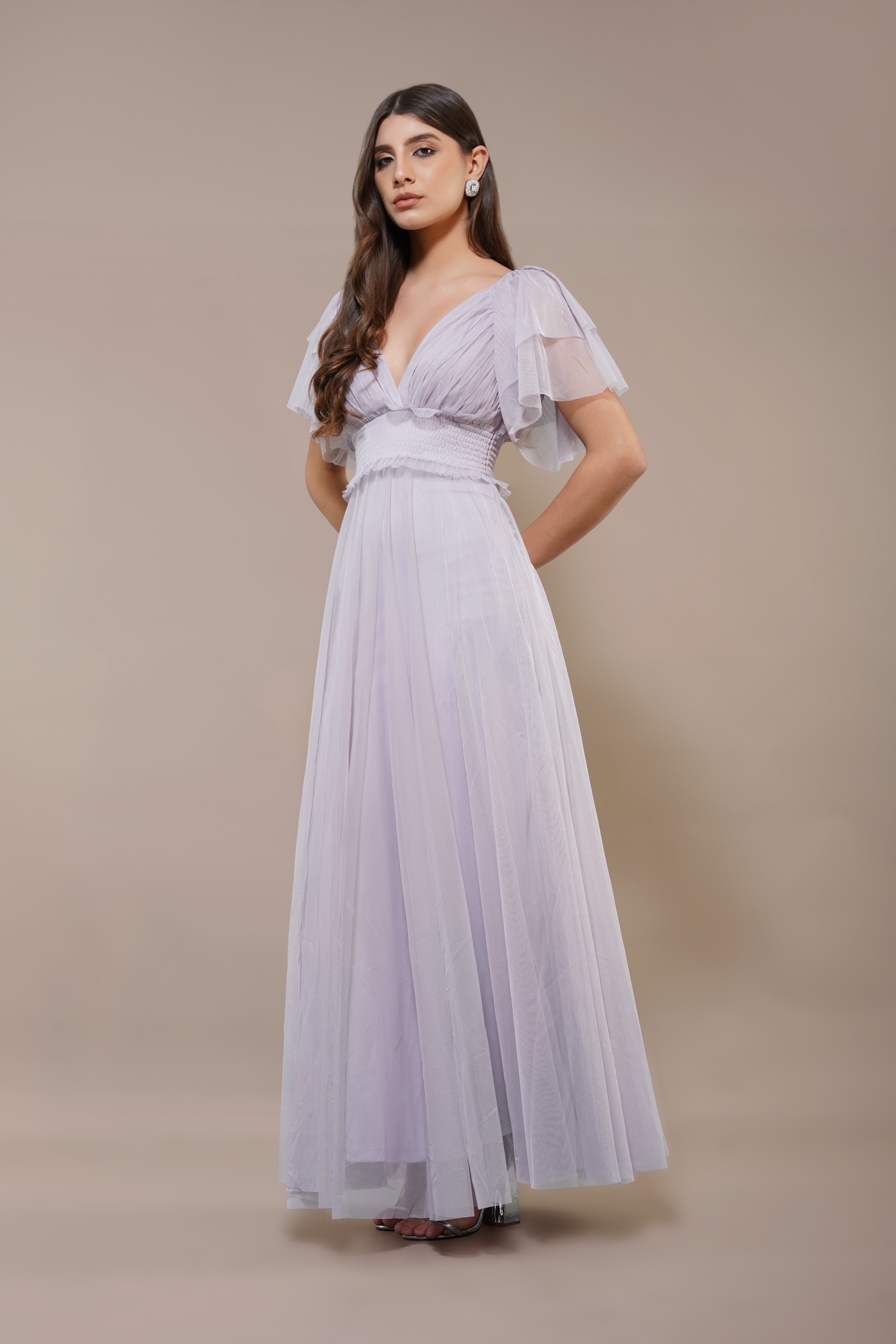Shelby Lilac Maxi Dress for Women - Flowy Long Summer Dress with Pockets, Elegant Boho Style - Perfect for Beach, Vacation, and Casual Outings