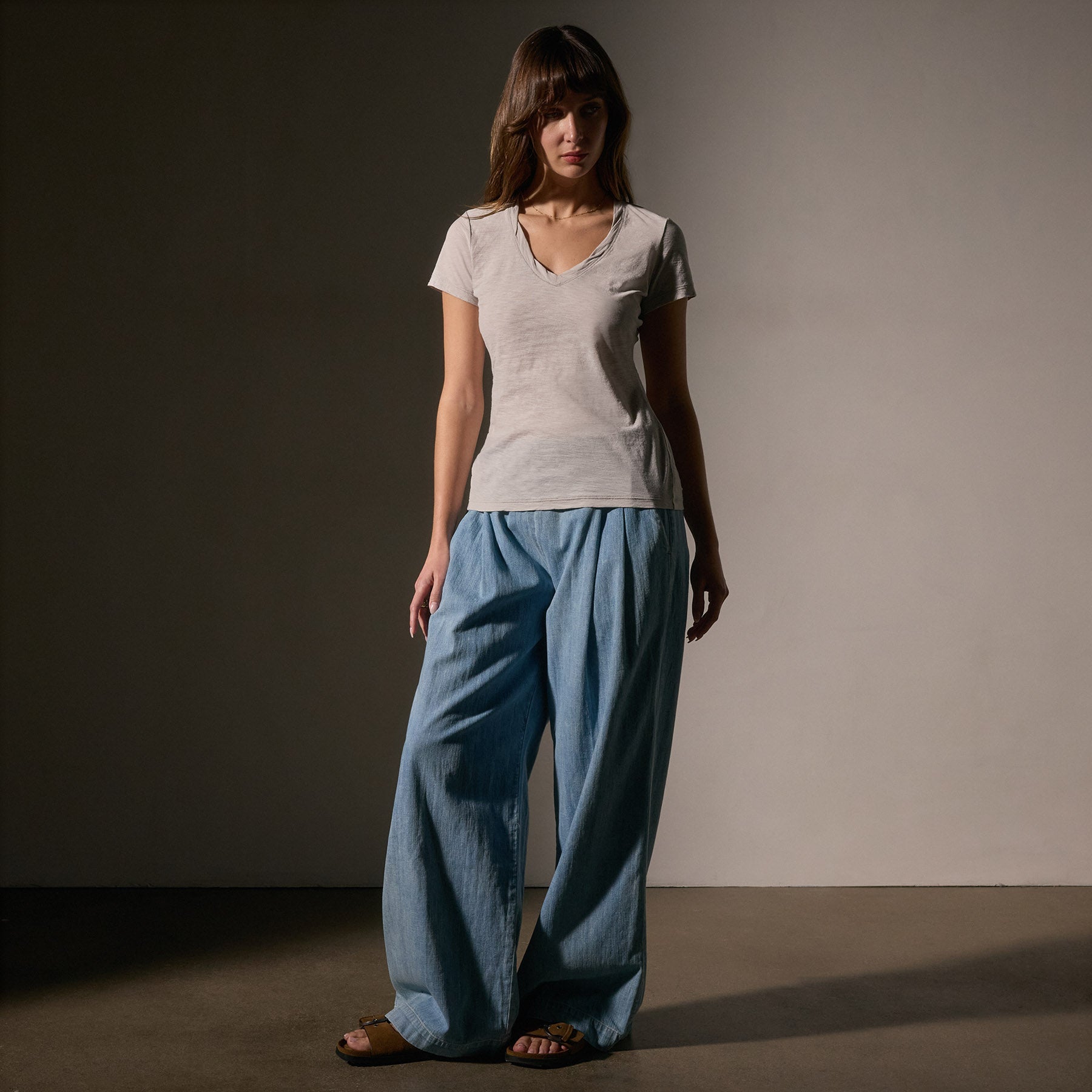Sheer Slub Casual V Neck T-Shirt for Women - Soft & Comfortable Summer Top - Perfect for Casual Outings, Beach Days & Layering