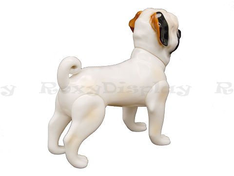 MD-DOG04 ROXY DISPLAY® Realistic Small Dog Mannequin - Cute White Pug Plastic Display Model for Pet Store, Photography & Window Decoration