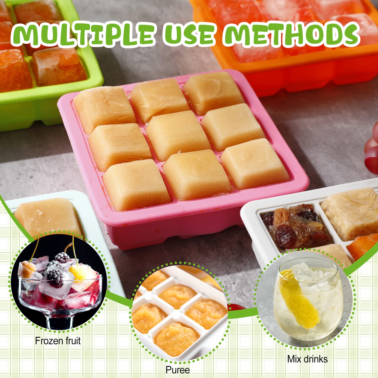 Rtteri Silicone Baby Food Freezer Storage Containers with Lids - BPA-Free Breast Milk & Puree Trays for Infants - Perfect for Homemade Baby Food, Breast Milk Storage & Meal Prep