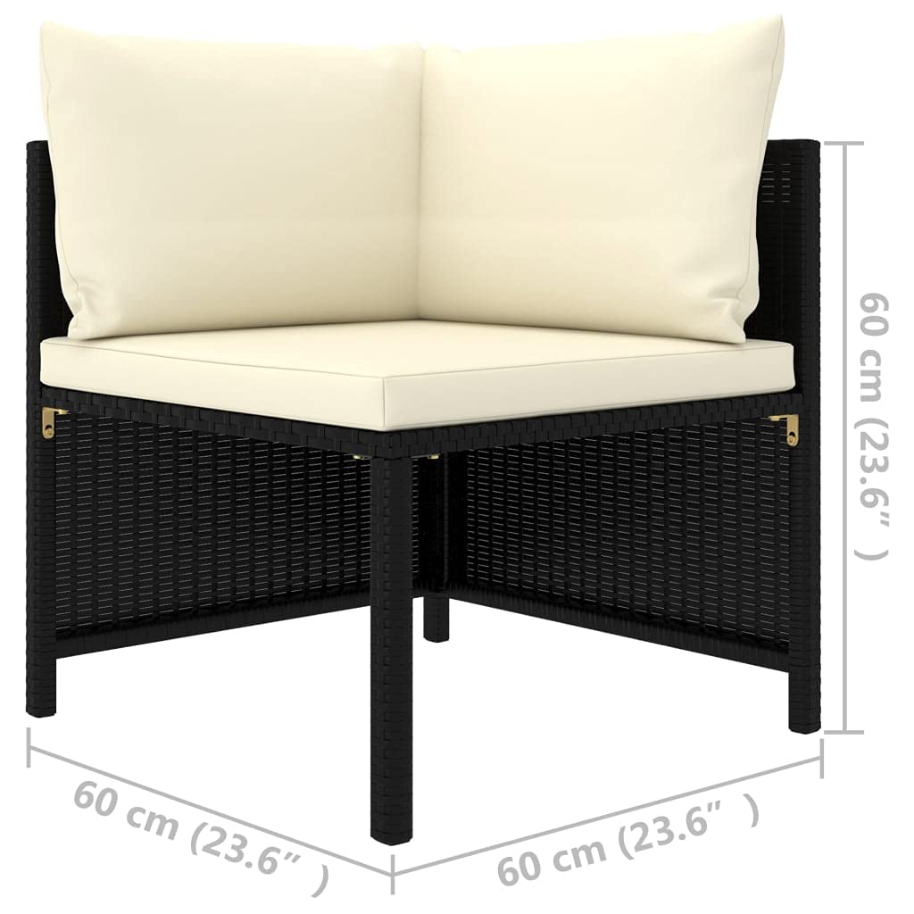 Outdoor Corner Sofa Set with Thick Cushions - Black Poly Rattan Patio Furniture for Garden, Backyard, Porch | Perfect for Relaxing & Entertaining Outdoors