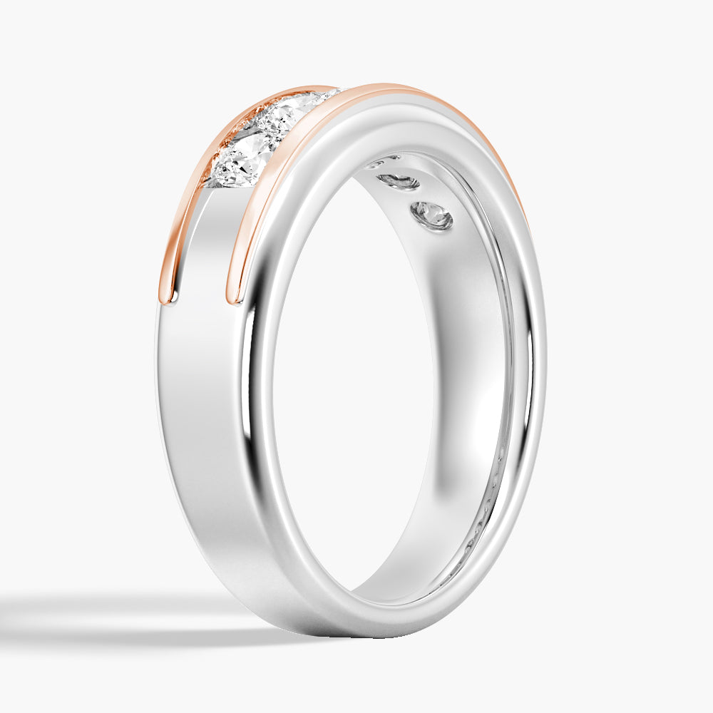 8mm Two Tone Channel Set Moissanite Men's Wedding Band Ring - Durable & Hypoallergenic Tungsten Carbide for Everyday Wear - Perfect for Anniversaries, Proposals & Gifts