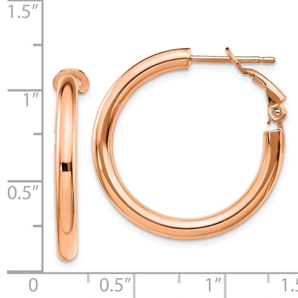 14K Rose Gold 3X20mm Polished Round Hoop Earrings - Luxury Jewelry for Women | Perfect for Everyday Wear, Parties & Special Occasions