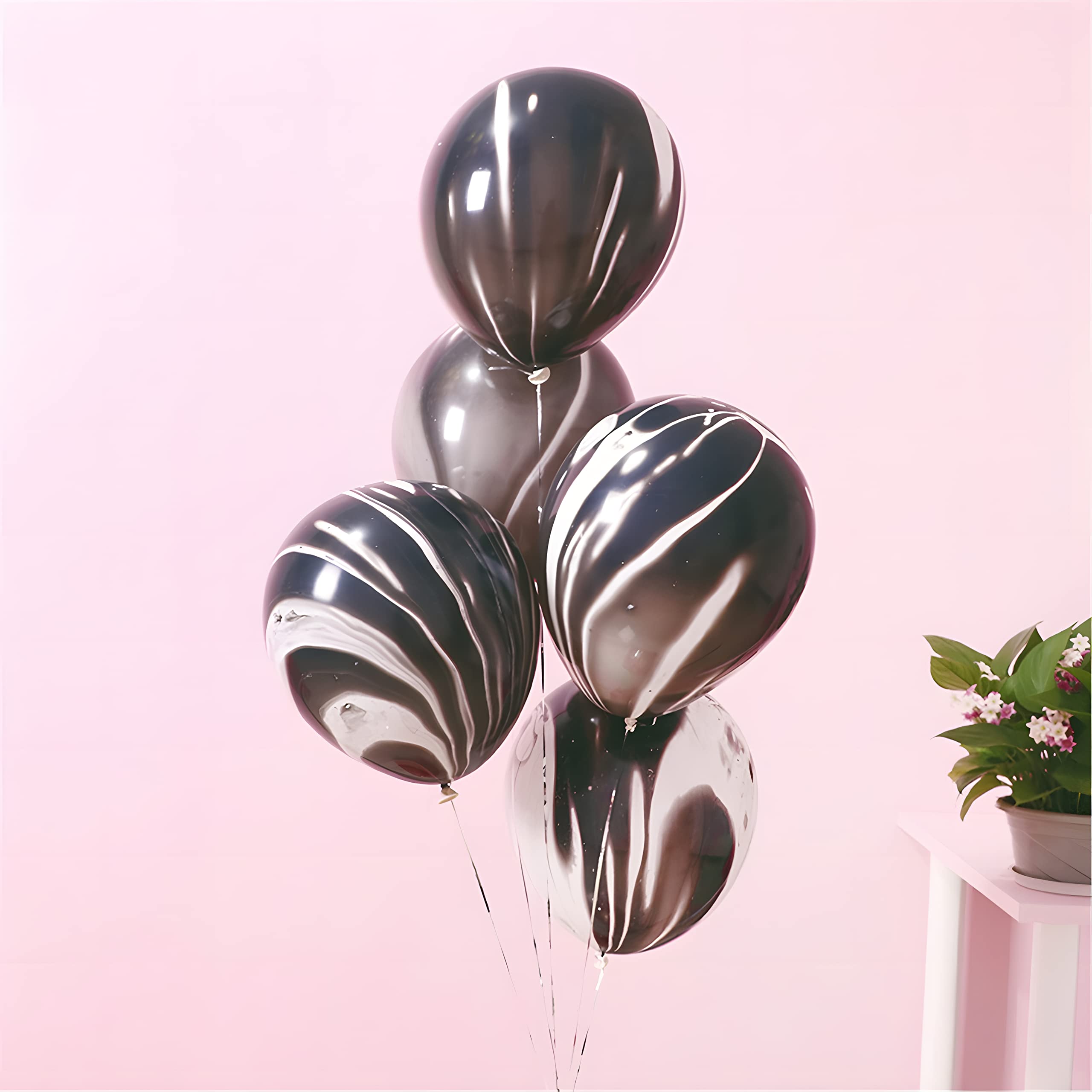 30PCS 12 Inch Black Tie Dye Balloons - Agate Marble Latex Swirl Party Balloons for Tie Dye Birthday, Bachelorette, Candyland & Hippie Theme Parties - Perfect for Indoor/Outdoor Decorations, Photo Backdrops & Event Styling