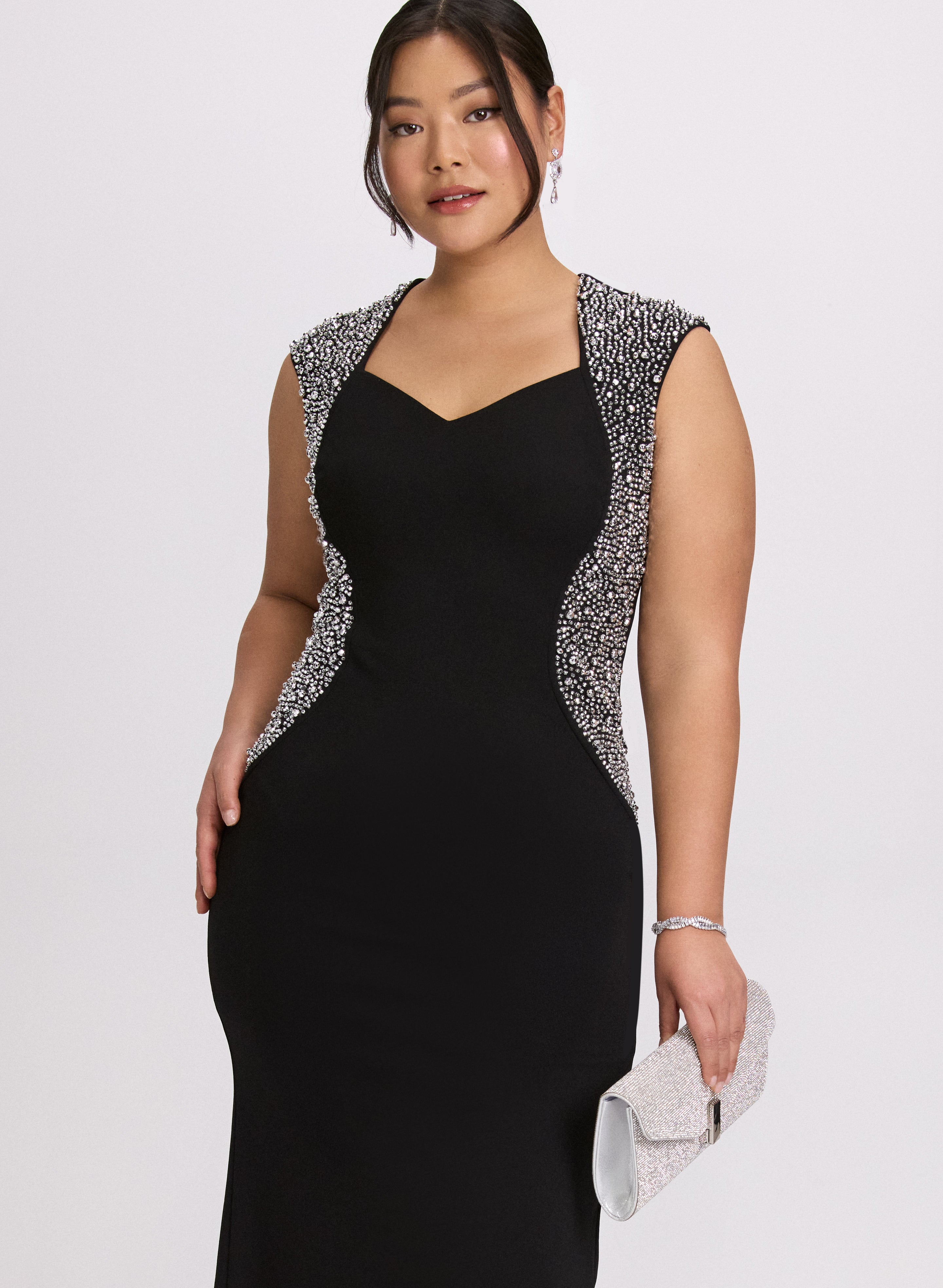 Elegant Crystal Embellished Party Dress for Women - Perfect for Evening Gala, Wedding Guest & Special Occasions