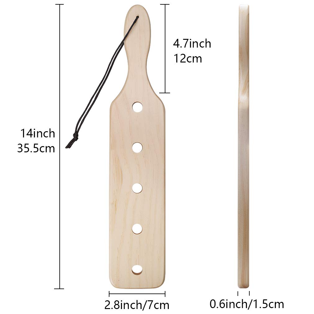 14 Inch Wooden Spanking Paddle for Adults - BDSM Sex Toy with 5 Holes - Perfect for Spanking, Role Play, and Sensation Play - Durable & Smooth Wooden Paddle for Couples & BDSM Enthusiasts