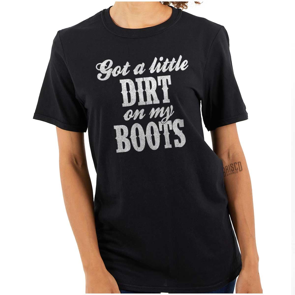 Brisco Brands Little Dirt Boots Cute Southern Women's Graphic T-Shirt - Comfortable Casual Tee for Country Music Festivals, Rodeos & Southern Style Outfits