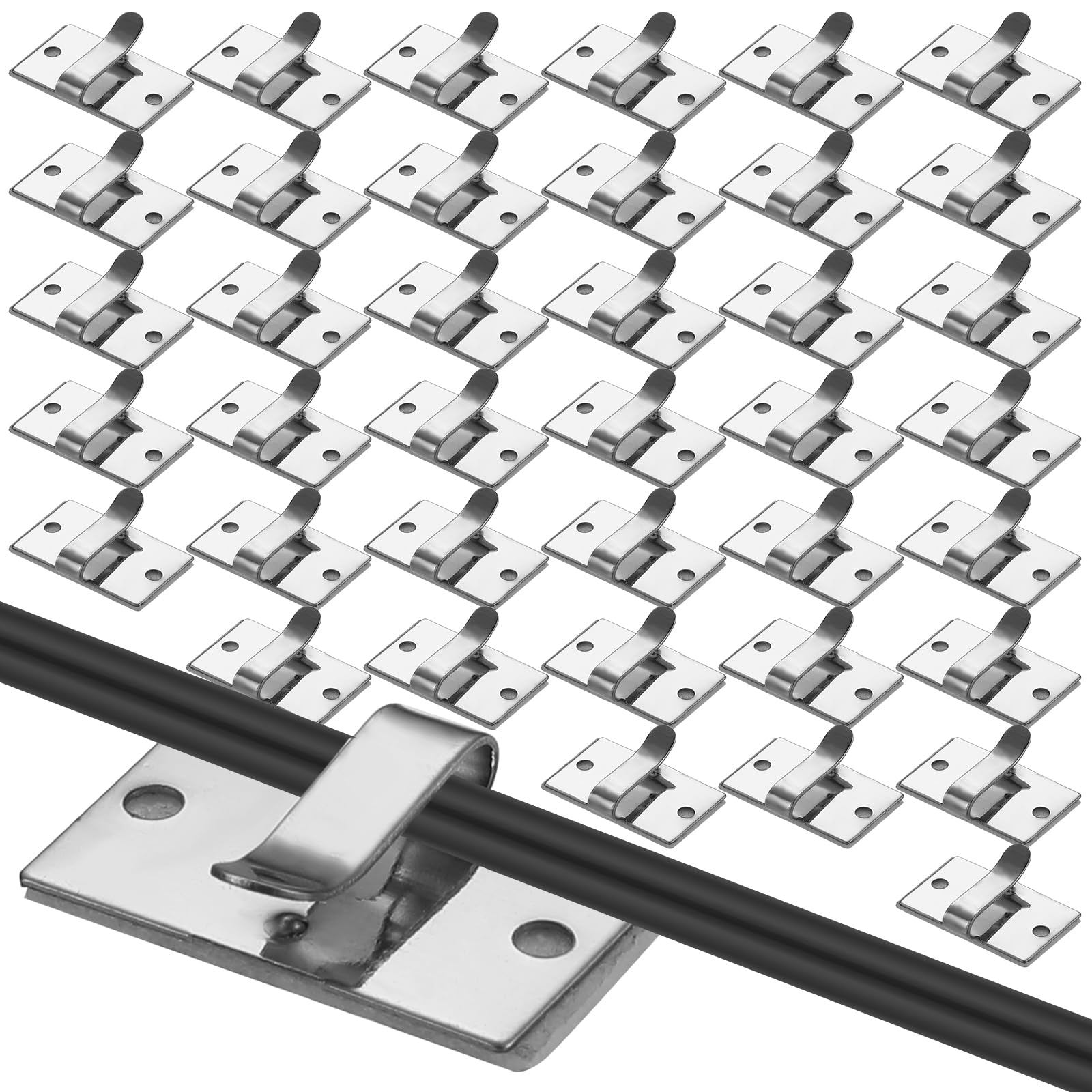 Blulu 100-Pack Christmas Light Clips - Heavy Duty Metal Cable Clips with Adhesive Backing for Indoor/Outdoor String Lights, Gutter Hooks & Wire Holders - Perfect for Holiday Decorations, Xmas Tree Lights & Roof Edge Lighting