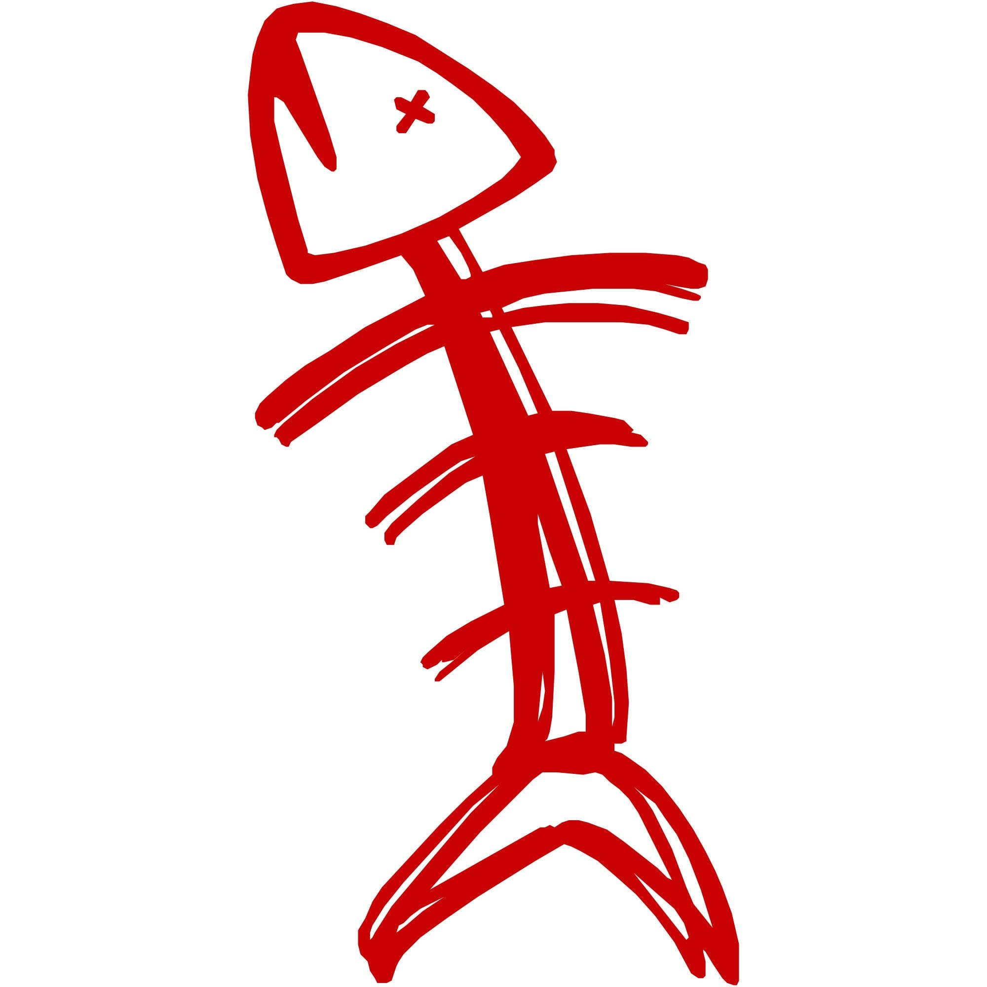 Spearfishing Fish Bone Logo Decal Sticker - Red Vinyl Waterproof Decal for Dive Gear, Kayaks, Coolers & Outdoor Equipment