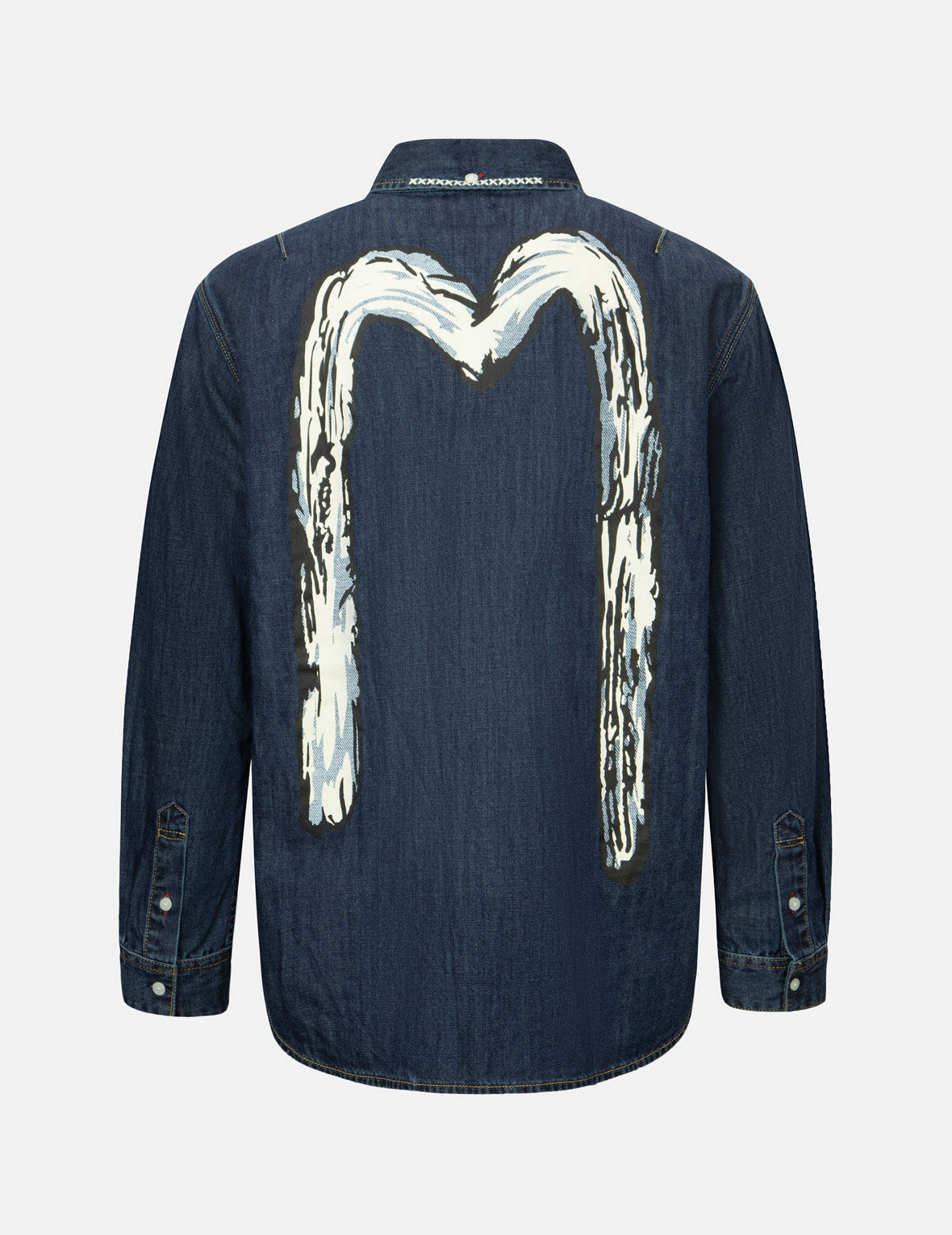 Brush Daicock Print Relaxed Fit Denim Shirt for Men - Casual Button Down Shirt for Streetwear & Everyday Outfits