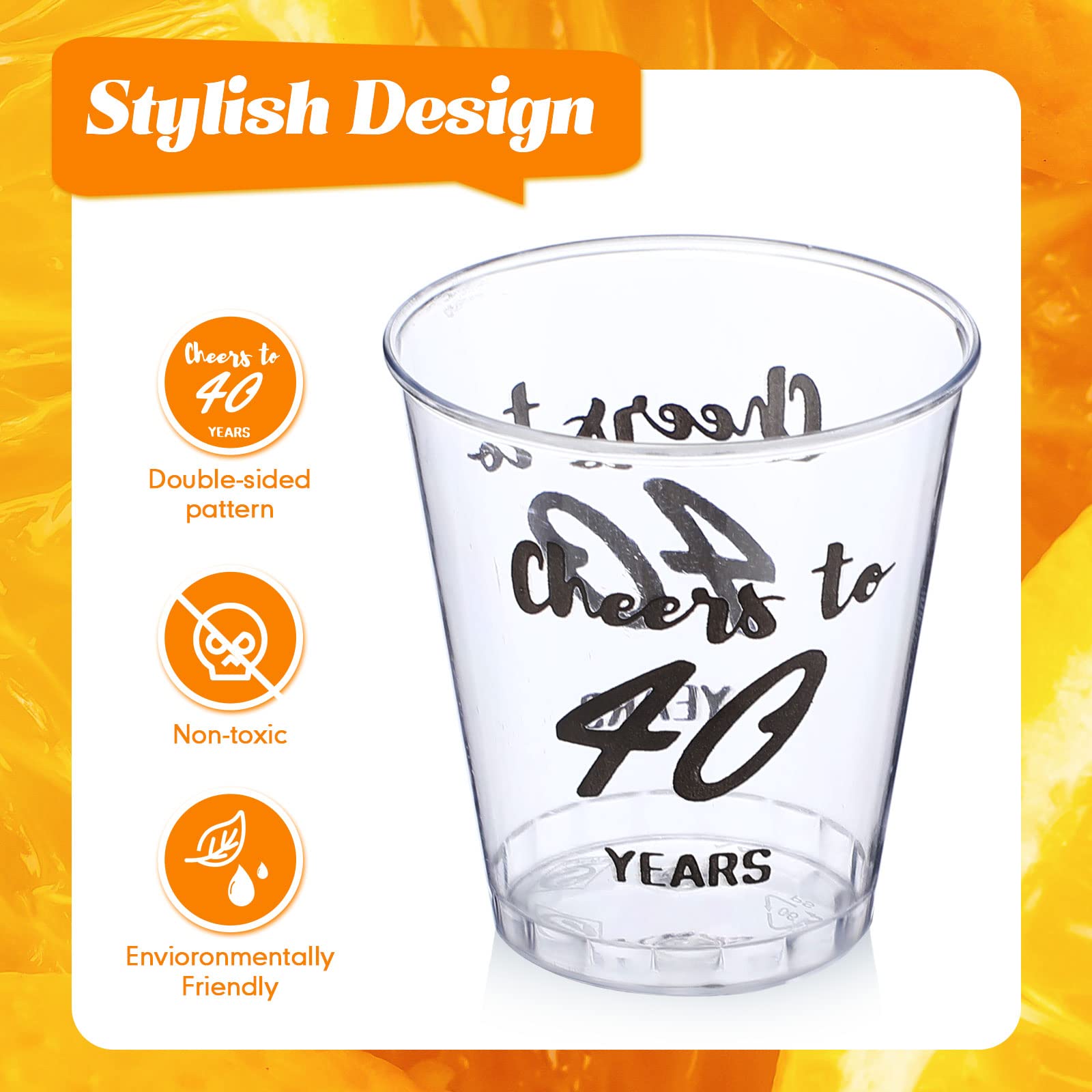 Zubebe 100-Pack 2 oz Disposable Shot Glasses - Cheers to Years Birthday Party Favors for Women & Men - Ideal for 40th Anniversary, Wedding Decorations & Celebration Toasts