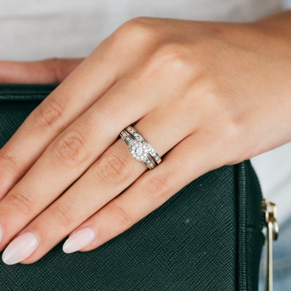 10ct White Gold 1/3 Carat Diamond Bridal Ring Set - Wedding Engagement & Promise Rings for Women - Perfect for Proposals, Anniversaries & Special Occasions