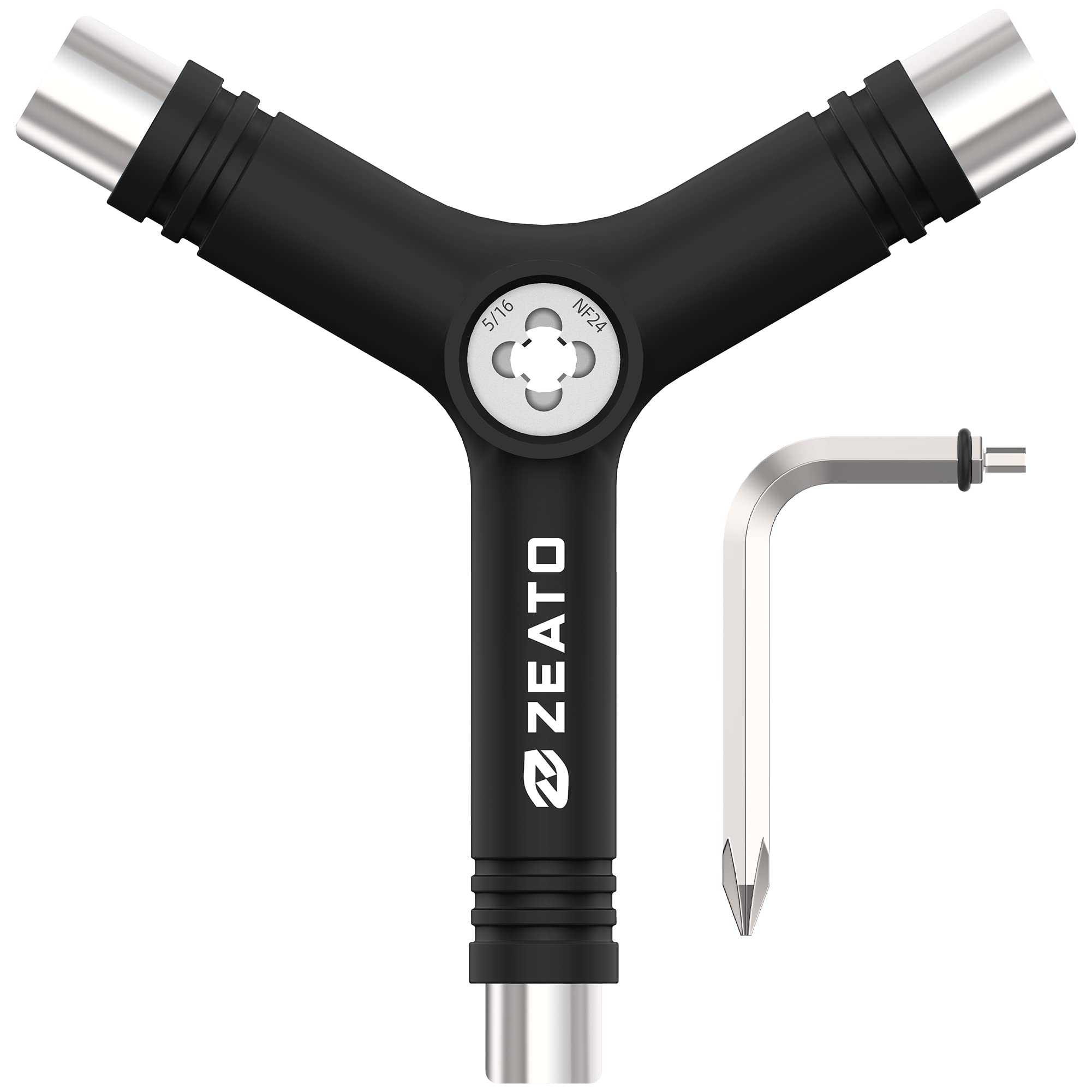 Zeato Multi-Function Skateboard Tool Kit - Portable T-Tool with Allen Key & Phillips Head Wrench for Skateboard Maintenance | Perfect for Street Skating, Park Riding & Board Adjustments