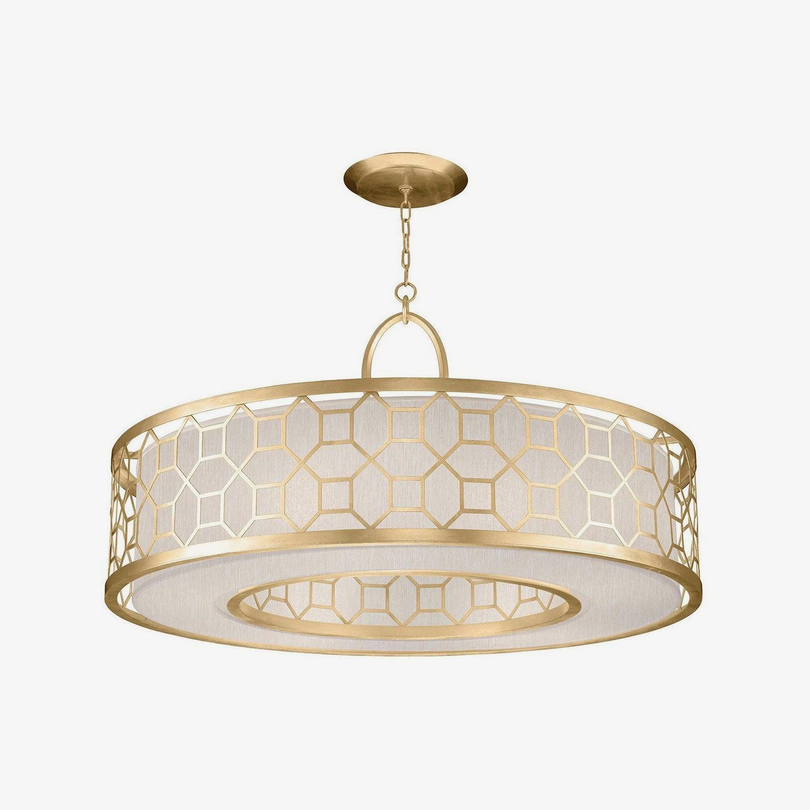 Allegretto Round Pendant Light Fixture - Modern Minimalist Ceiling Light for Living Room, Bedroom, Dining Room, and Kitchen | Dimmable LED Chandelier with Gold Finish