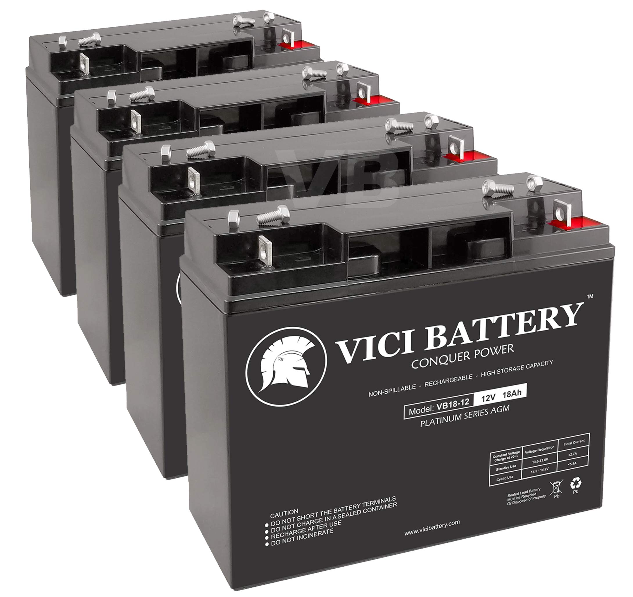 VICI Battery VB18-12 - 12V 18AH Replacement Battery for Best Power LI 1420 (Fortress II) UPS - 4 Pack - Perfect for Home Office, Server Backup & Emergency Power Supply
