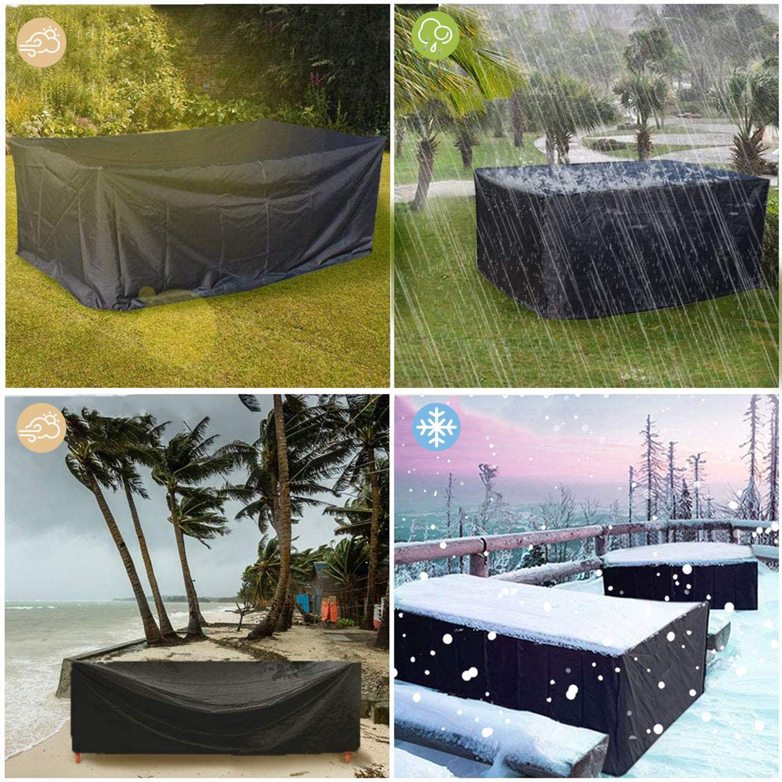 48×24×28 Inch Waterproof Windproof Outdoor Patio Furniture Covers - 3 Piece Set for Table & Chairs, Universal Fit for Rectangular Conversation Sets - Perfect for Backyard, Garden, and Deck Protection