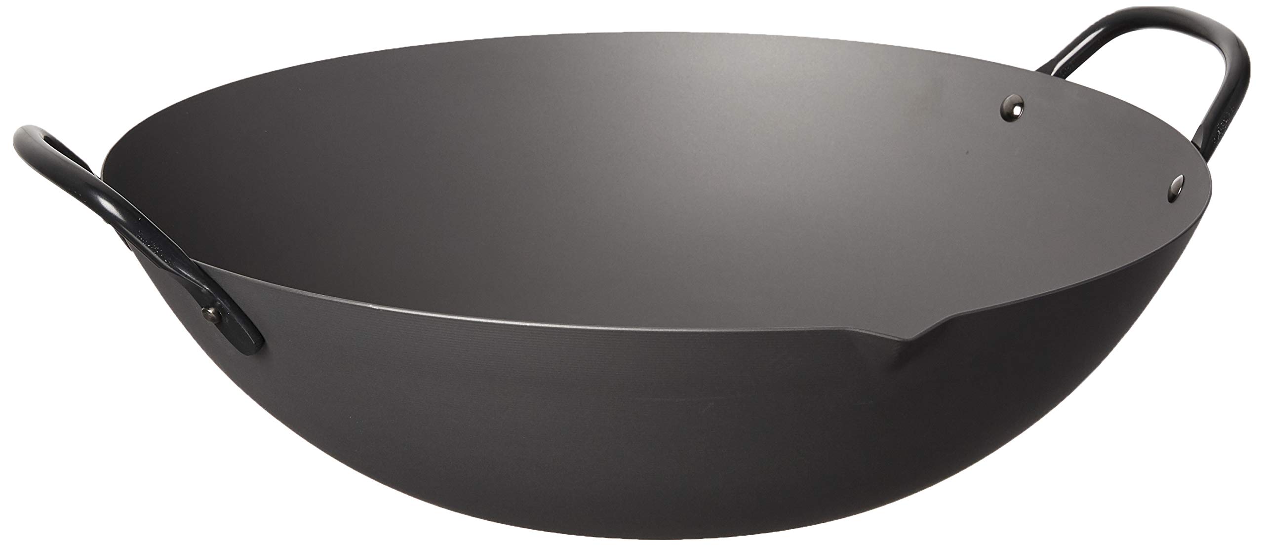 14-Inch Black Canton Wok - Professional Carbon Steel Chinese Stir Fry Pan for Home Cooking & Restaurant Use - Perfect for Stir-Frying, Sautéing, Deep Frying & Asian Cuisine