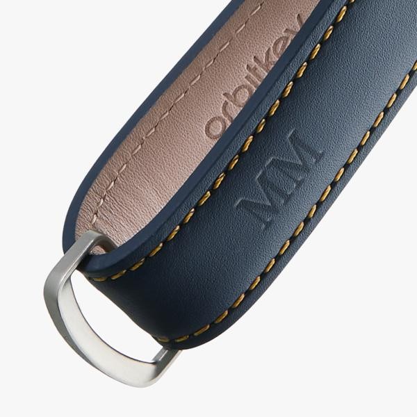 Orbit Key Organizer Leather Keychain - Navy Blue with Tan Stitching | Compact & Stylish Key Holder for Men & Women | Perfect for Home, Office, Travel & Everyday Carry