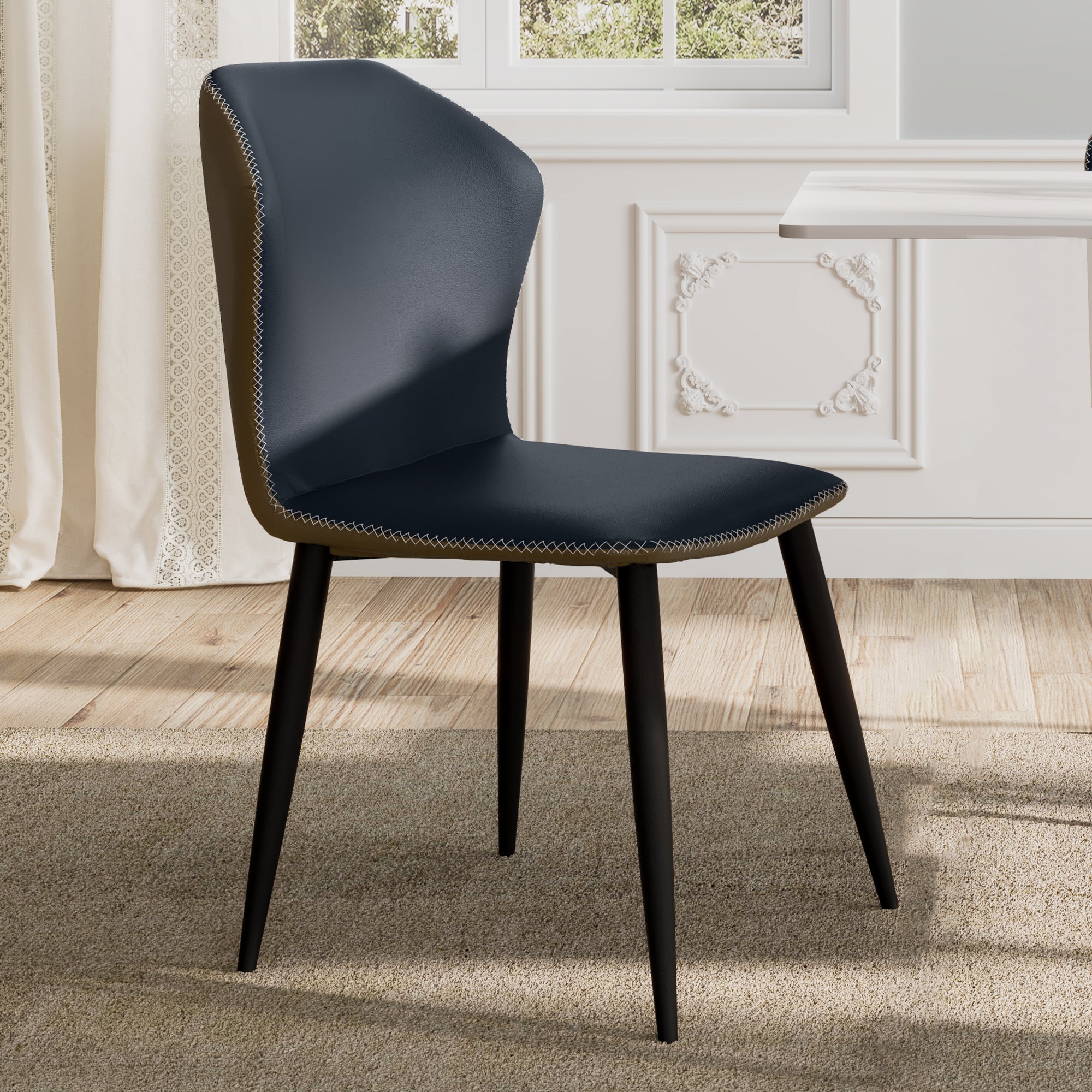 Elysian Upholstered Dining Chairs Set of 2 - Blue Velvet Side Chairs for Kitchen, Dining Room & Breakfast Nook - Comfortable Modern Accent Chairs