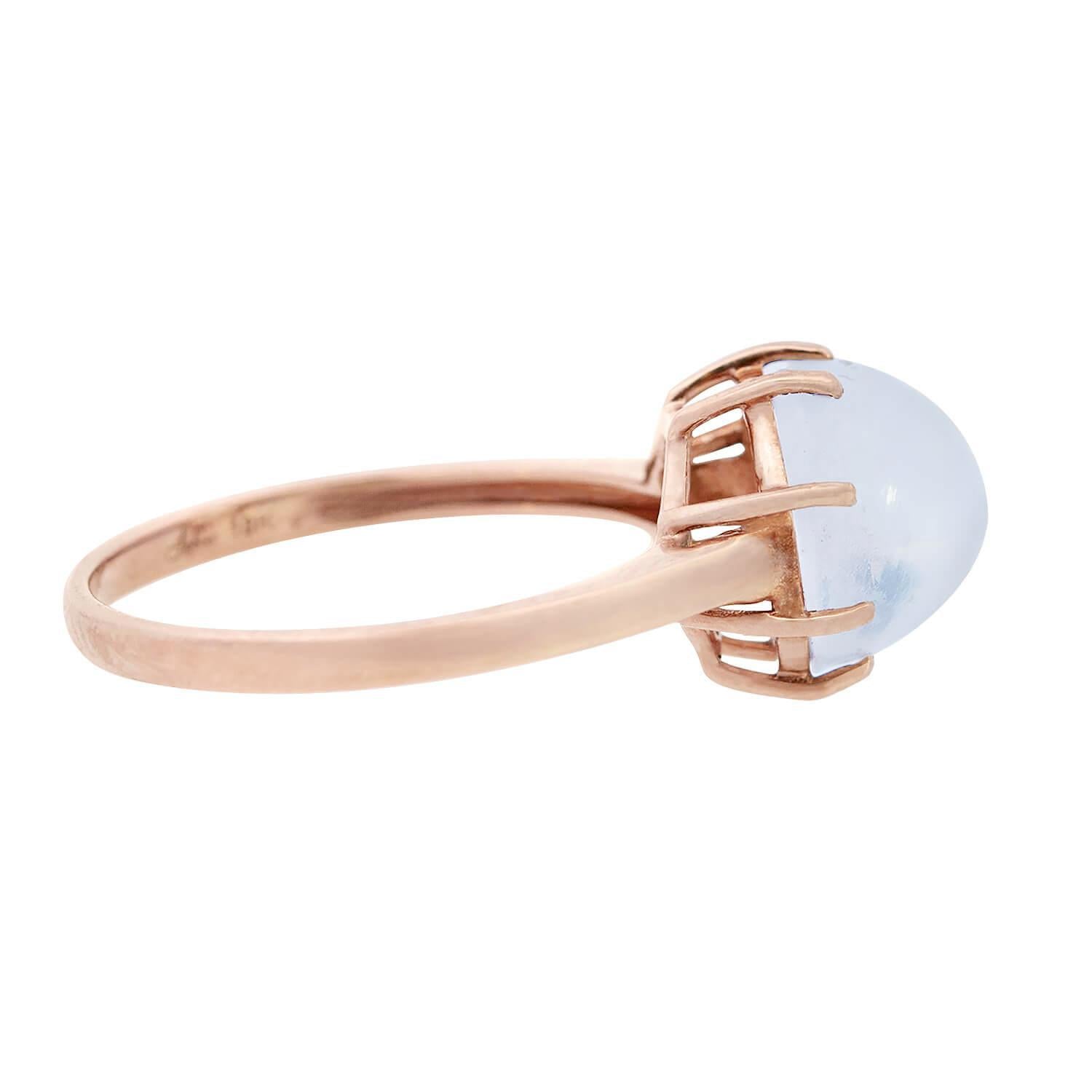 10K Rose Gold Moonstone Cabochon Prong Set - Elegant Vintage Jewelry for Weddings, Anniversaries & Special Occasions