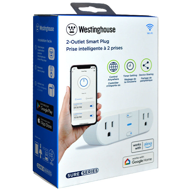 Westinghouse WiFi Smart Plug Dual Outlet - Control Appliances Remotely via App, Works with Alexa & Google Home - Perfect for Home Automation, Smart Lighting & Energy Saving