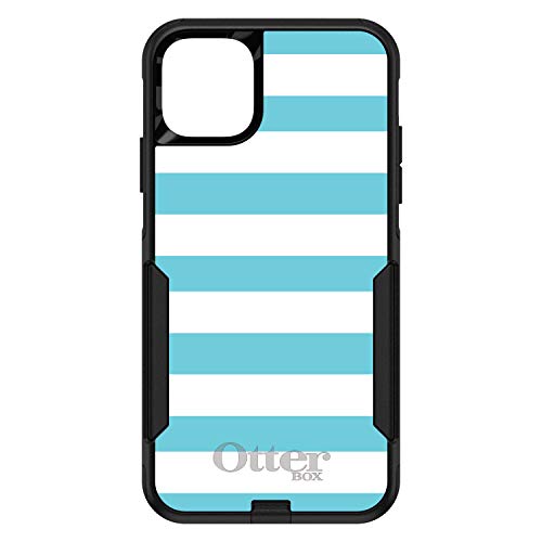 Blue & White Bold Horizontal Stripes On Black Case