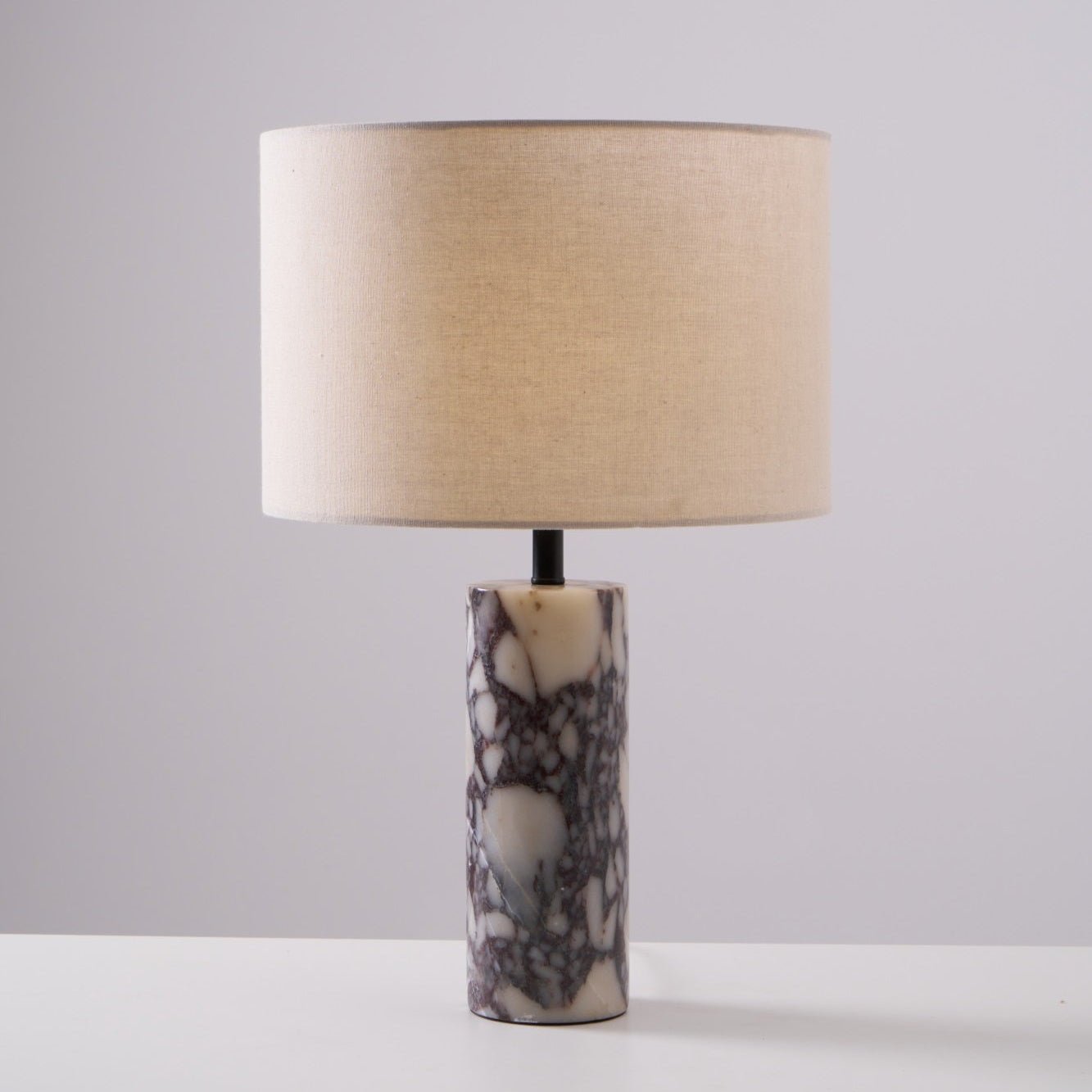 Ardena Marble Table Lamp - Modern Home Decor Lighting for Living Room, Bedroom & Office - Elegant Stone Base with Fabric Shade