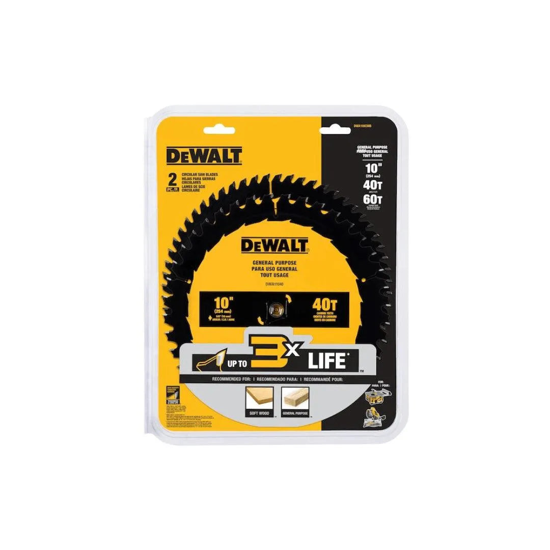 10-Inch 40/60 Tooth Circular Saw Blade Combo Pack - Premium Wood & Metal Cutting Blades for DIY Projects & Professional Use