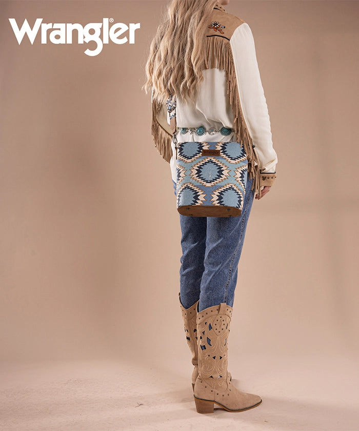 Wrangler Dual-Sided Print Canvas Shoulder Bag for Men & Women - Stylish Crossbody Purse for Travel, Work, and Everyday Use