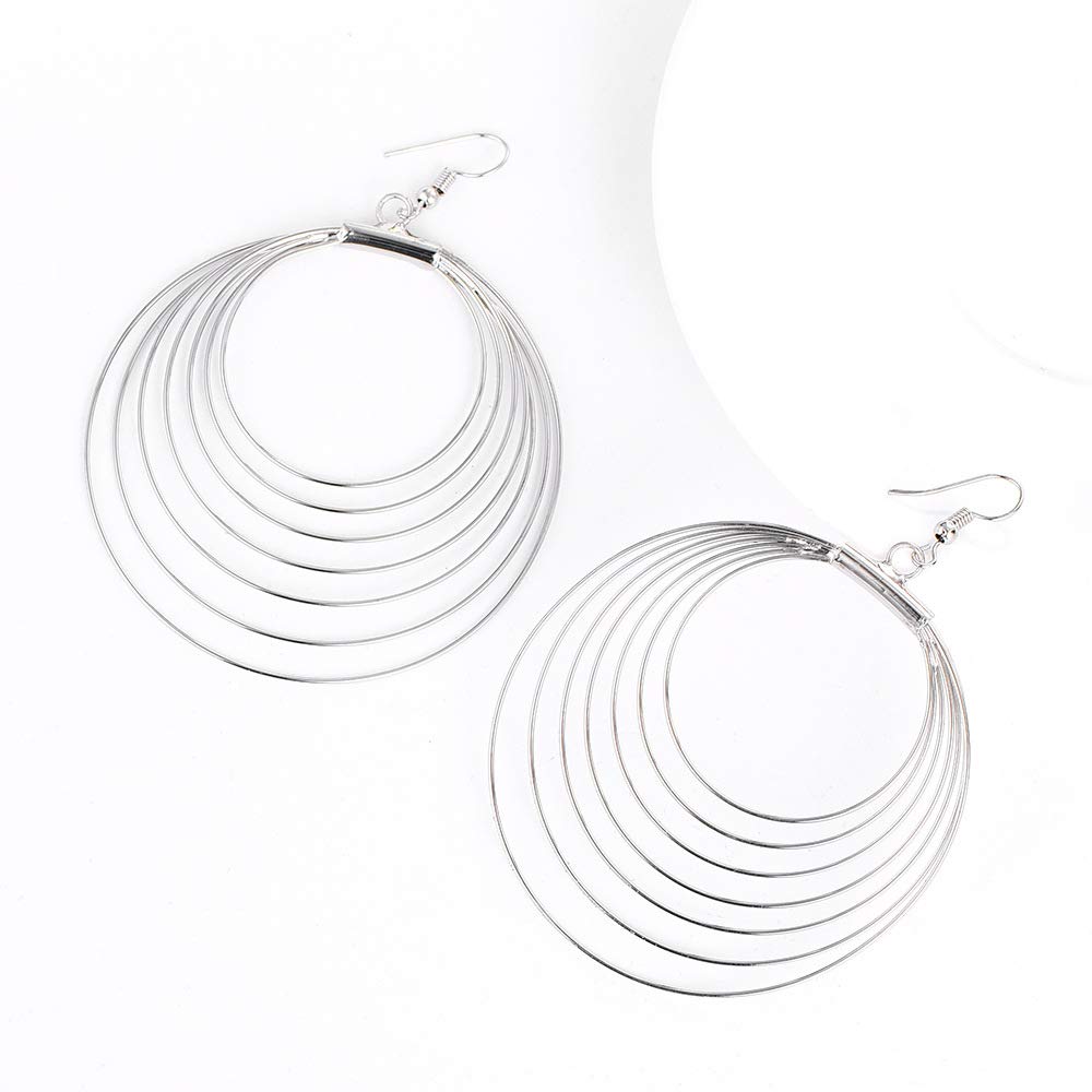 Stylish Multilayer Round Hoop Drop Earrings - Large Boho Dangle Earrings for Women | Perfect for Parties, Weddings & Everyday Fashion