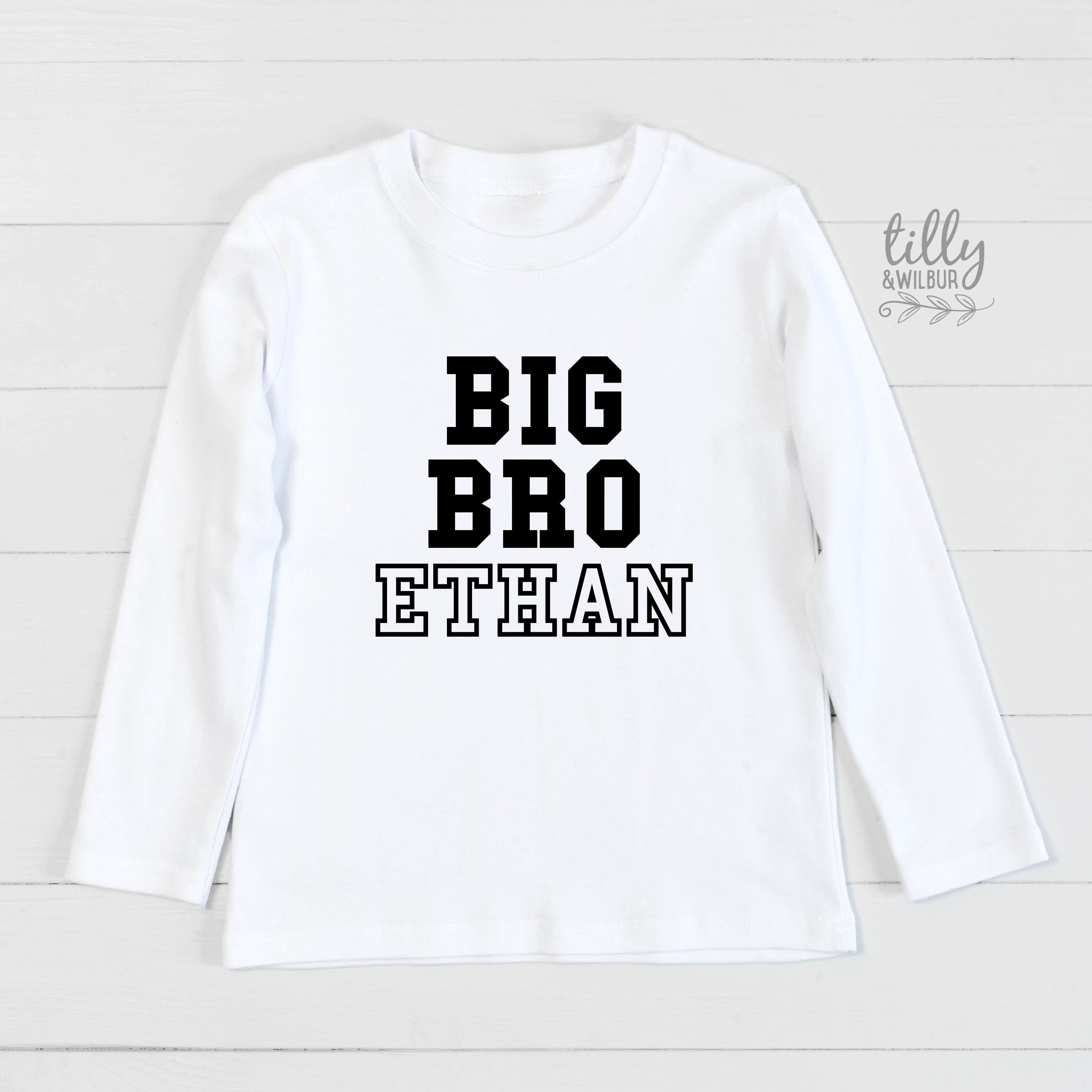 Custom Big Bro Long Sleeve T-Shirt for Men - Personalized Brother Gift for Birthday, Christmas & Family Events