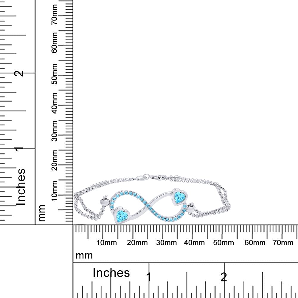 14K White Gold Over Sterling Silver Simulated Gemstone Infinity Heart Bracelet - Elegant Jewelry Gift for Women, Perfect for Valentine's Day, Anniversary & Special Occasions