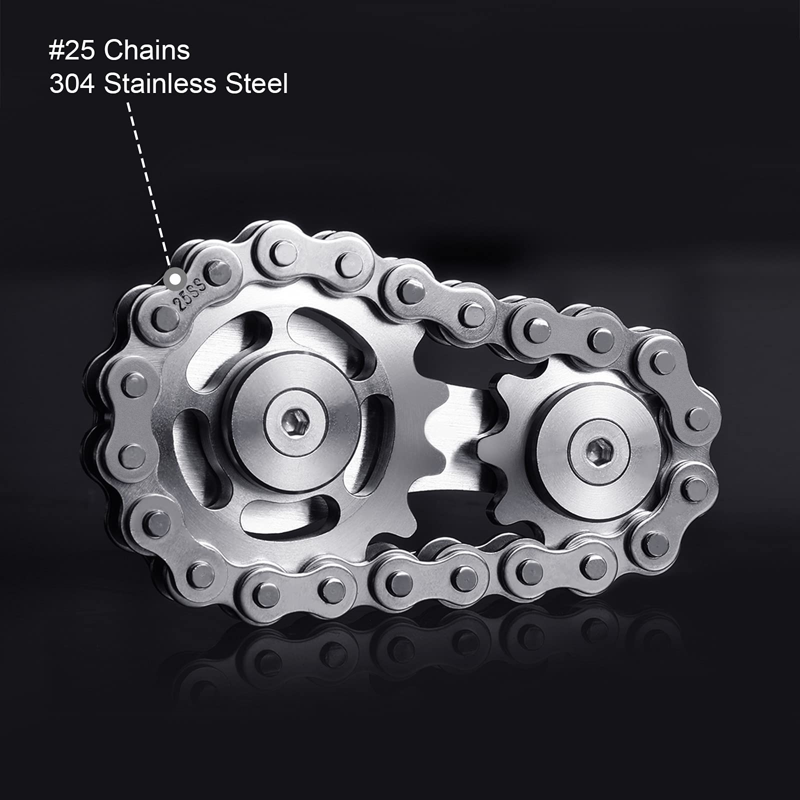 Metal Sprocket Chain Fidget Toy - Gold Plated Sensory Bike Gear Spinner for Adults | Anxiety Relief, ADHD & Autism Focus Tool | Pocket-Sized EDC Novelty Gift for Stress & Boredom | Perfect for Office, Travel, and Classroom Use