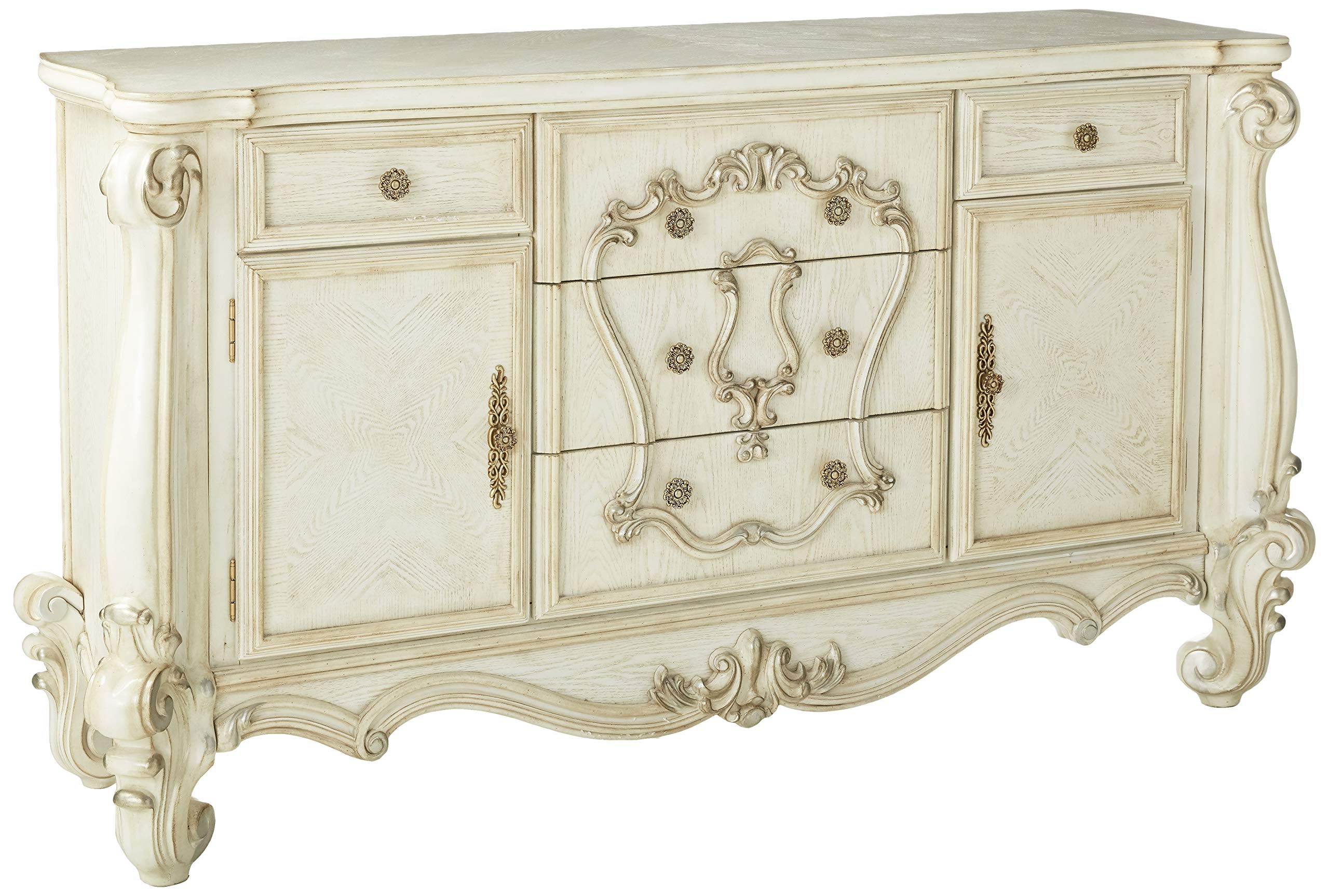 ACME Versailles Dresser 21135 - Bone White Dresser with 6 Drawers, Solid Wood Bedroom Furniture for Storage & Organization - Perfect for Master Bedroom, Guest Room, or Nursery