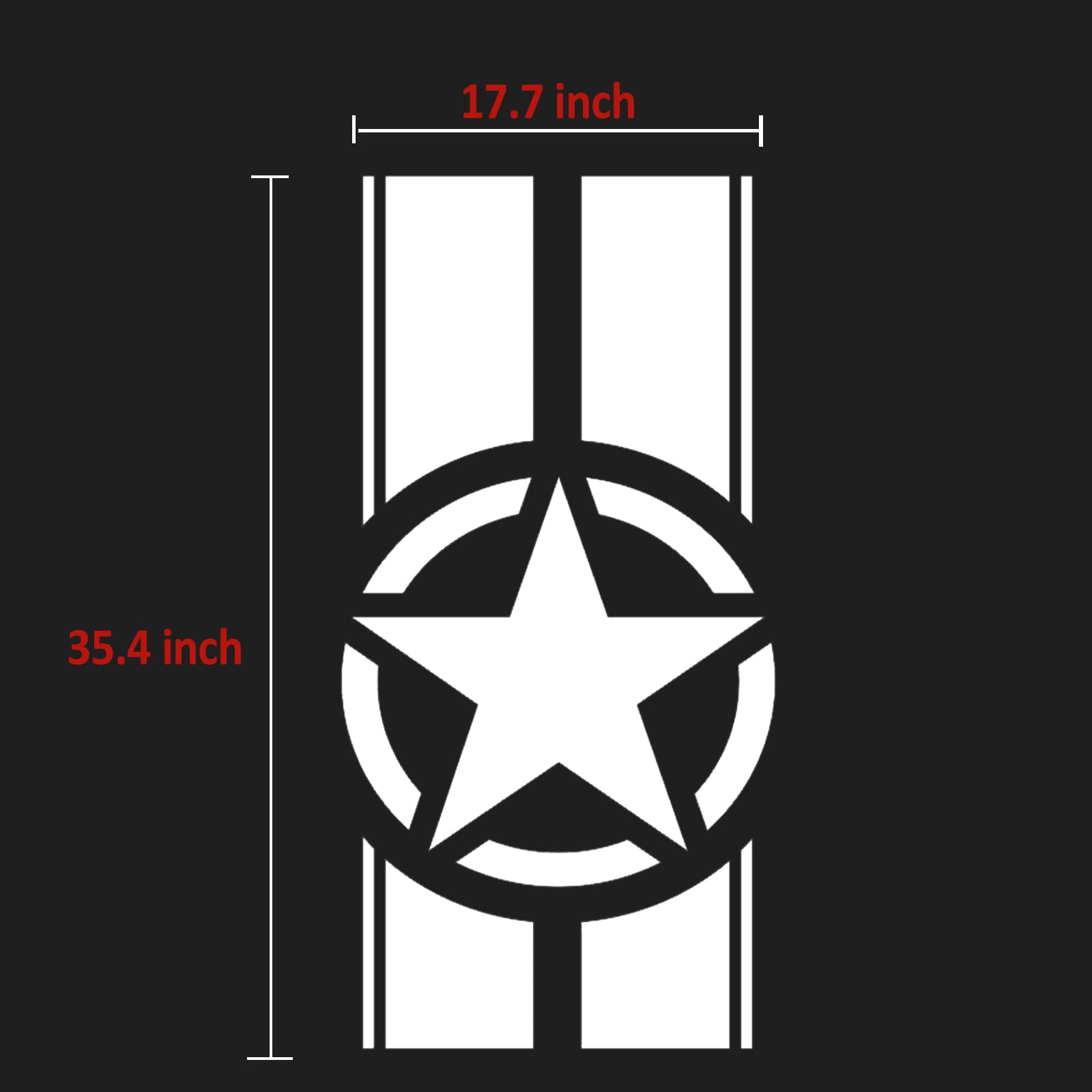 US Army Star Car Hood Stickers - Military Vinyl Decals for Trucks, Pickups, Vans & Off-Road Vehicles - Patriotic Star & Stripes Graphics for Hood & Body Side (White) - Perfect for Military Enthusiasts, Veterans & Patriotic Car Decor