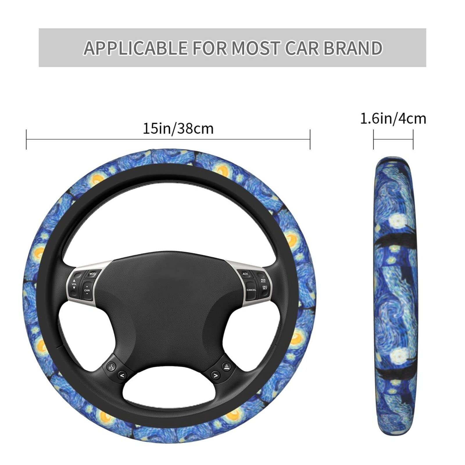Non-Slip Starry Night Steering Wheel Cover - Universal 15 Inch Durable Car Accessory for Comfort & Grip | Perfect for Night Driving & Long Road Trips