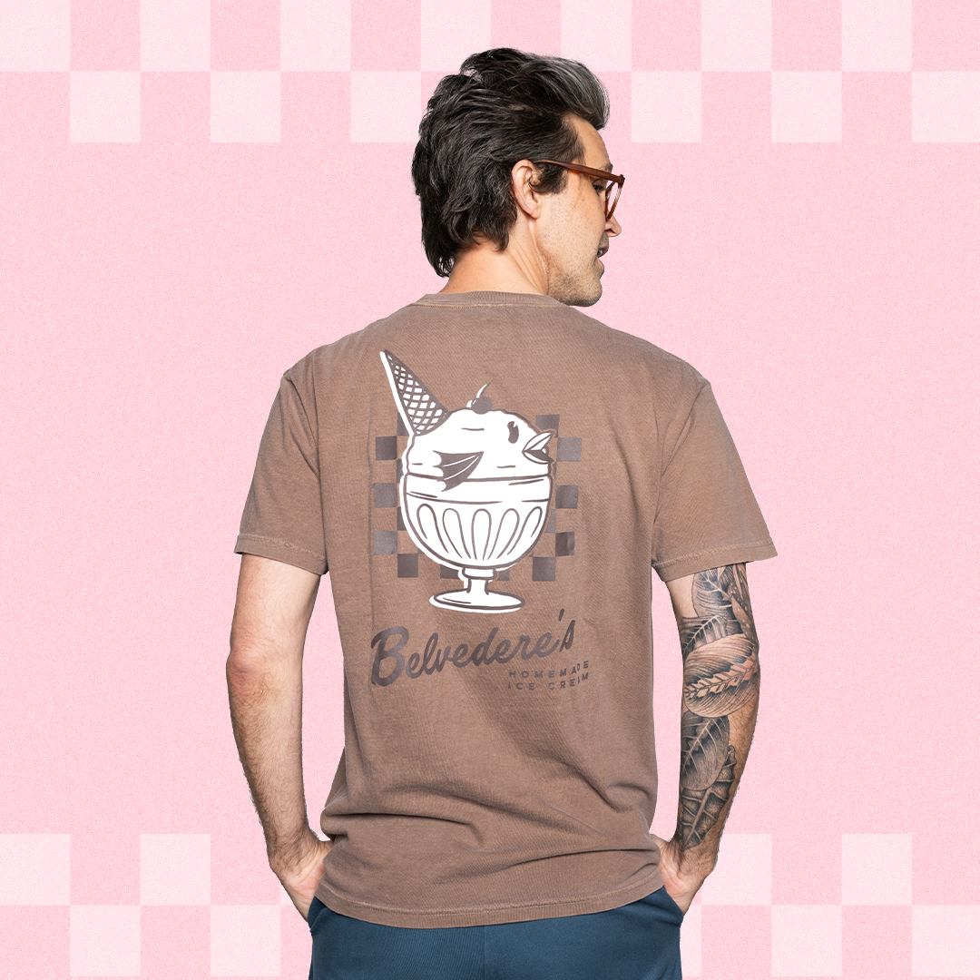 Belvedere's Premium Chocolate Ice Cream Shop T-Shirt - Soft Cotton Tee for Ice Cream Lovers, Summer Outfits & Casual Wear