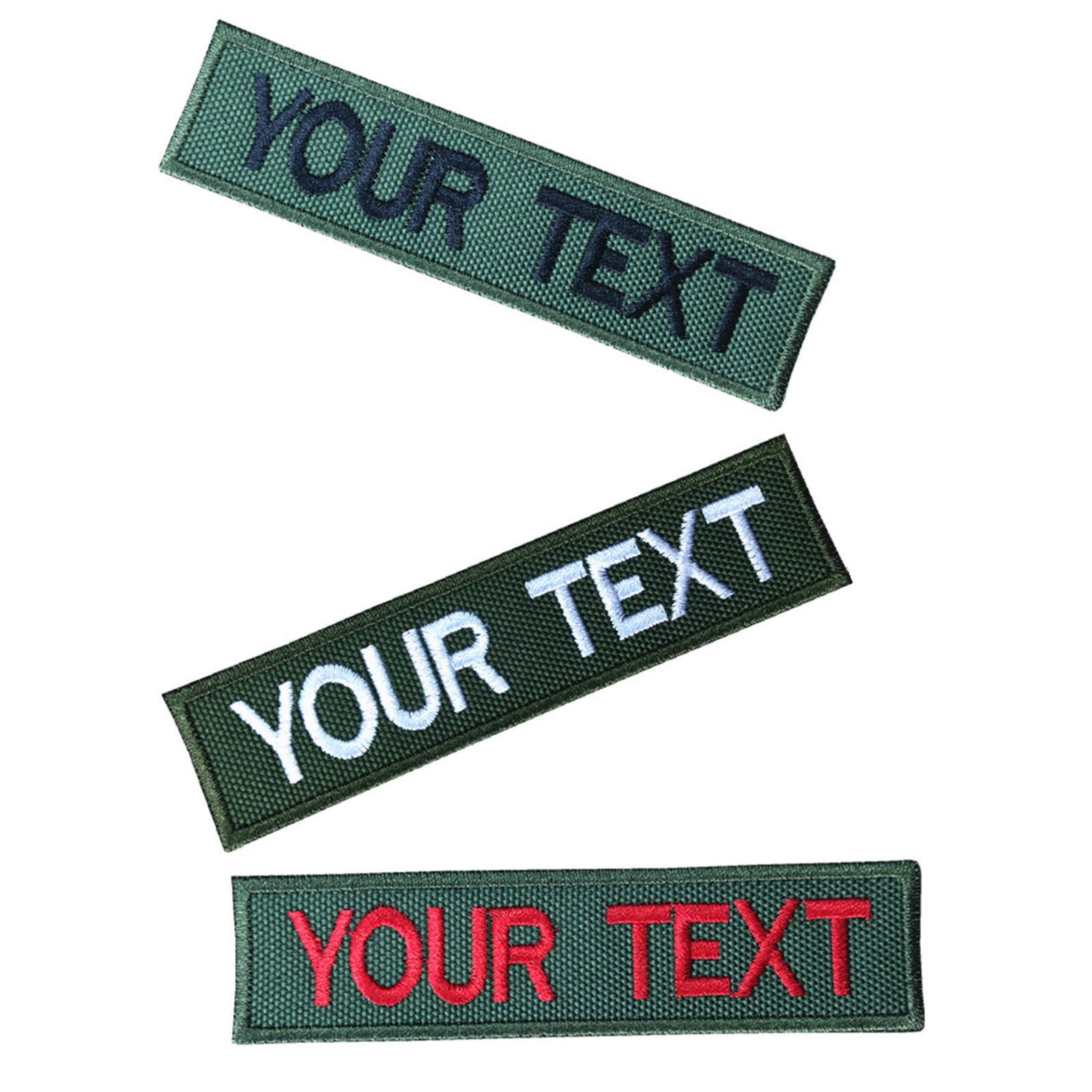 Custom Military Name Patches - 2 Pack Iron-On Embroidery Name Tags with Hook Fastener | Personalized Olive Green Moral Patches (5