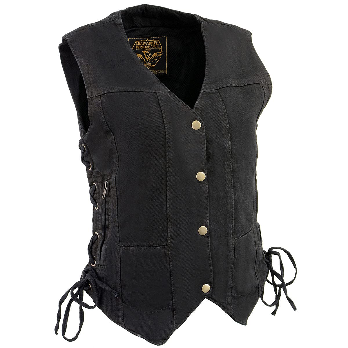 Milwaukee Leather Women's Premium Denim Motorcycle Vest for Riding - MDL Large Size | Comfortable & Stylish Biker Jacket for Harley, Cruiser & Touring Bikes