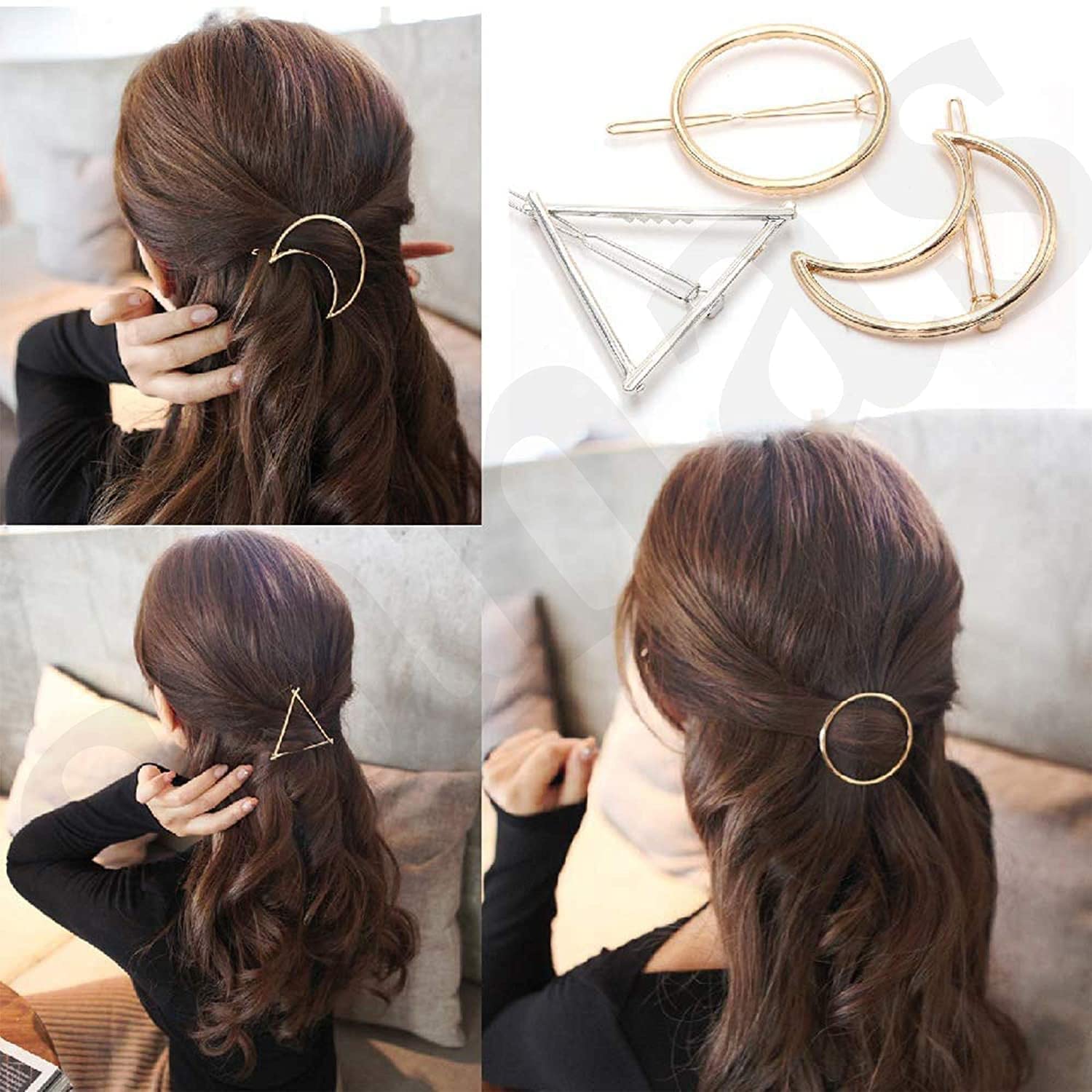PRIAYAN 6 Pcs Pearl Letter Hair Clips for Women - Rhinestone Crystal Alphabet Hairpins, Gold Hair Accessories for Girls & Women - Perfect for Weddings, Parties & Everyday Styling (Pack of 6)