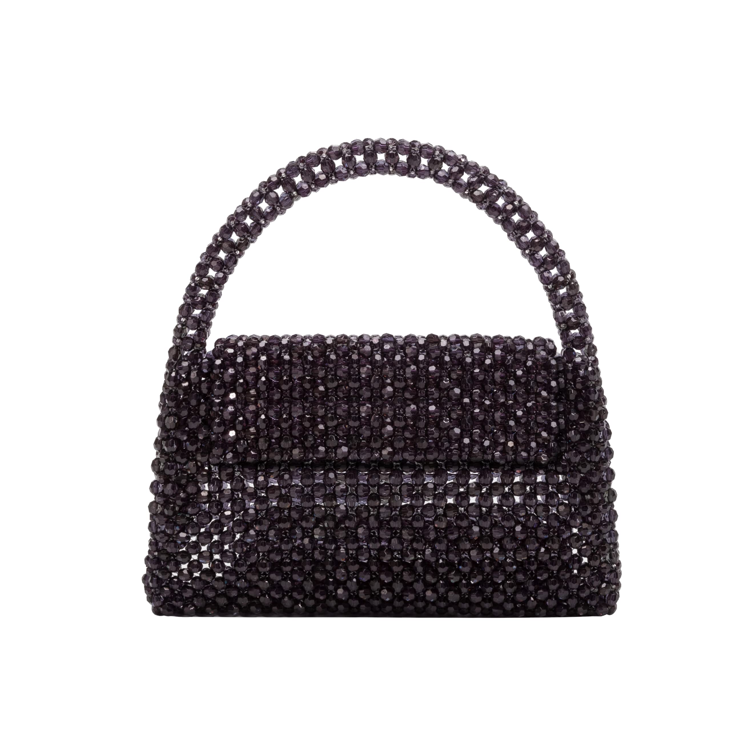 Melie Bianco Sherry Bag - Women's Luxury Beaded Handbag with Top Handle - Elegant Foldover Purse for Evening Parties, Weddings & Special Occasions