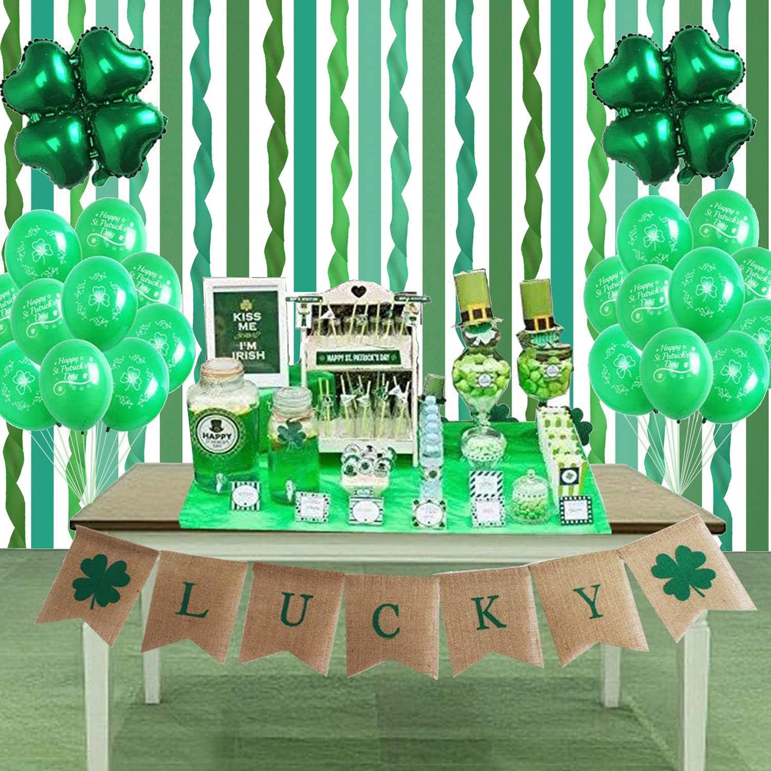 St. Patrick's Day Party Decorations - 8 Rolls Green Crepe Paper Streamers for Birthday, Wedding, Festival & Holiday Celebrations | Perfect for DIY Backdrops, Ceiling Decor & Party Photo Booths